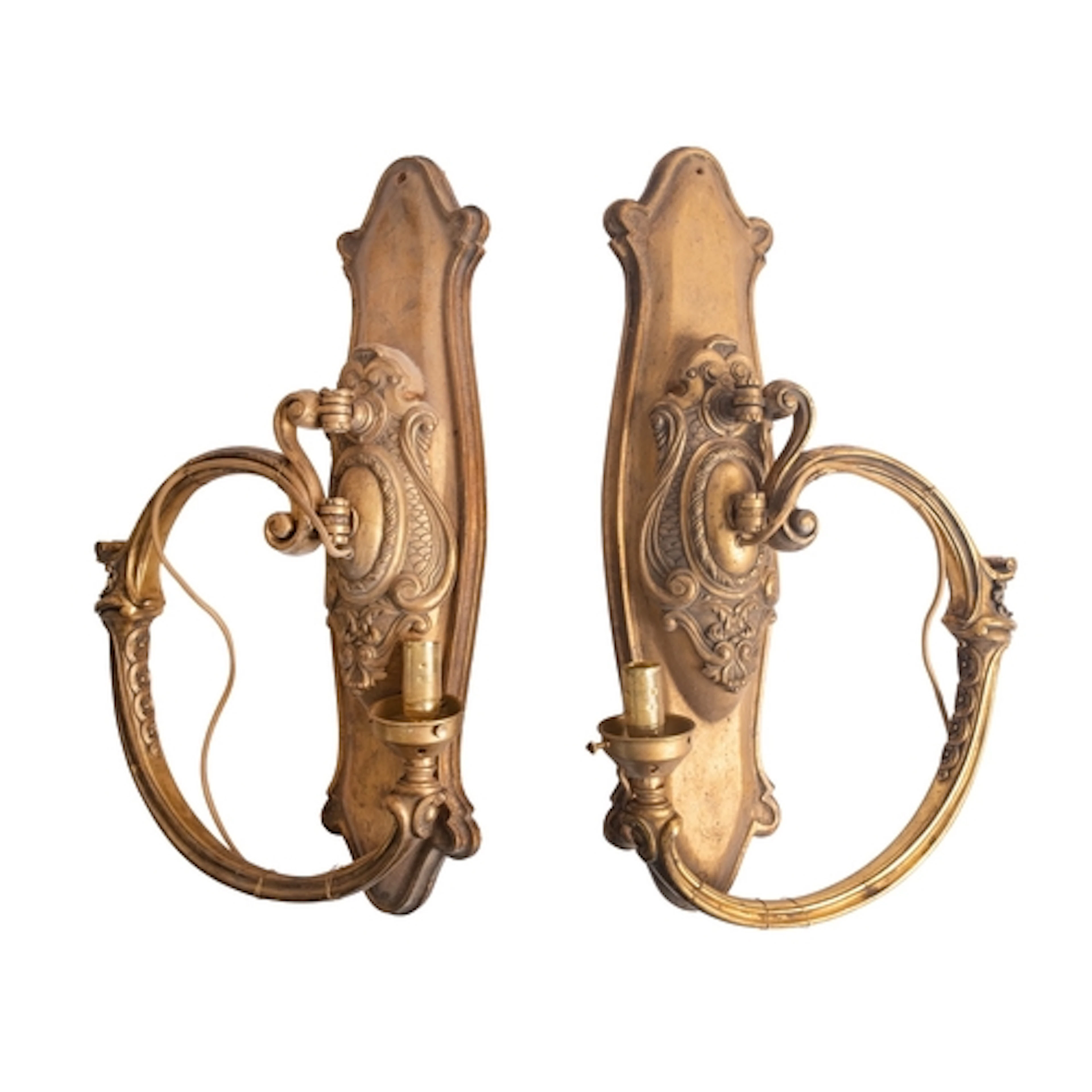 A pair of gilt bronze wall appliques in 18th century taste, ...