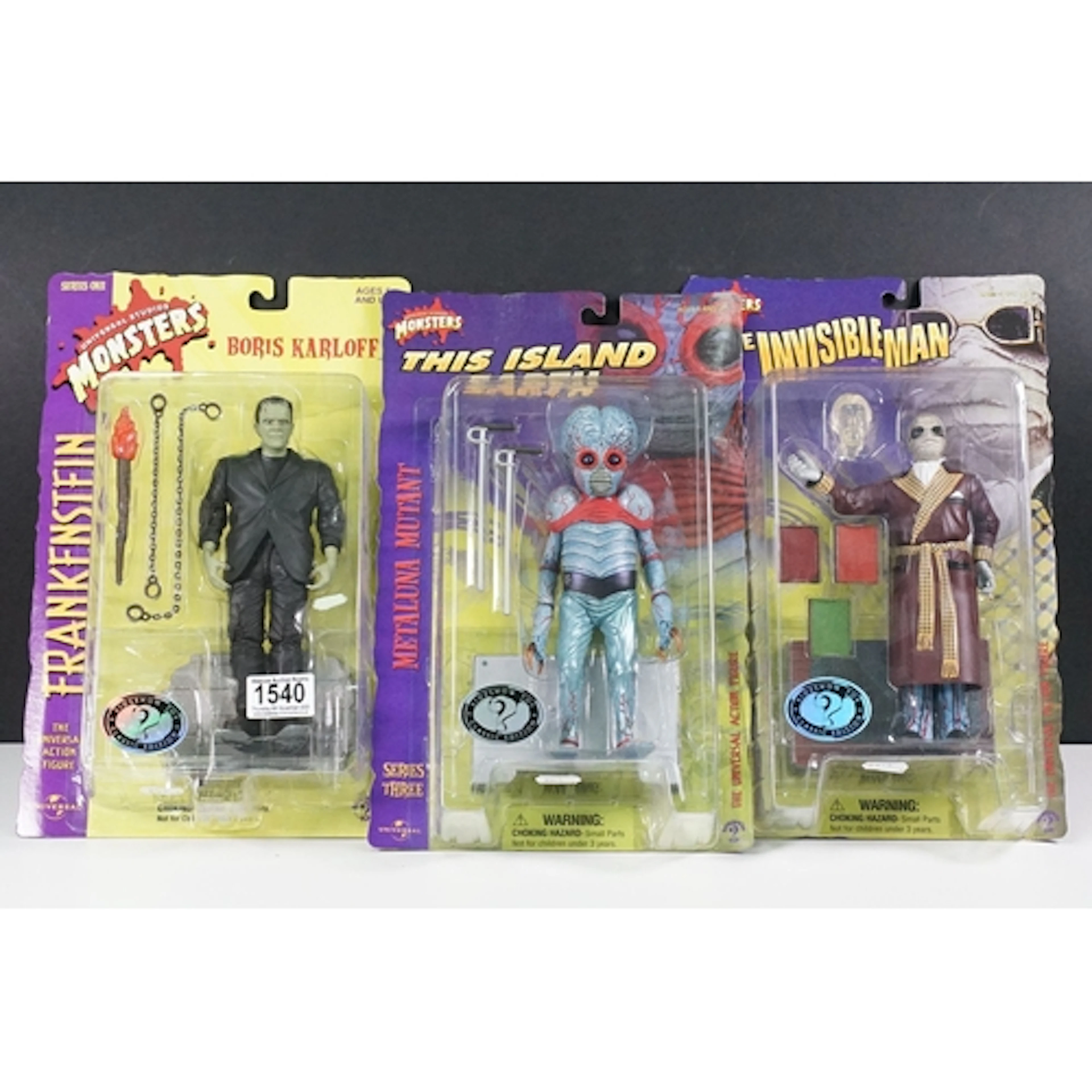 Three carded Sideshow Monsters figures to include Frankenste...