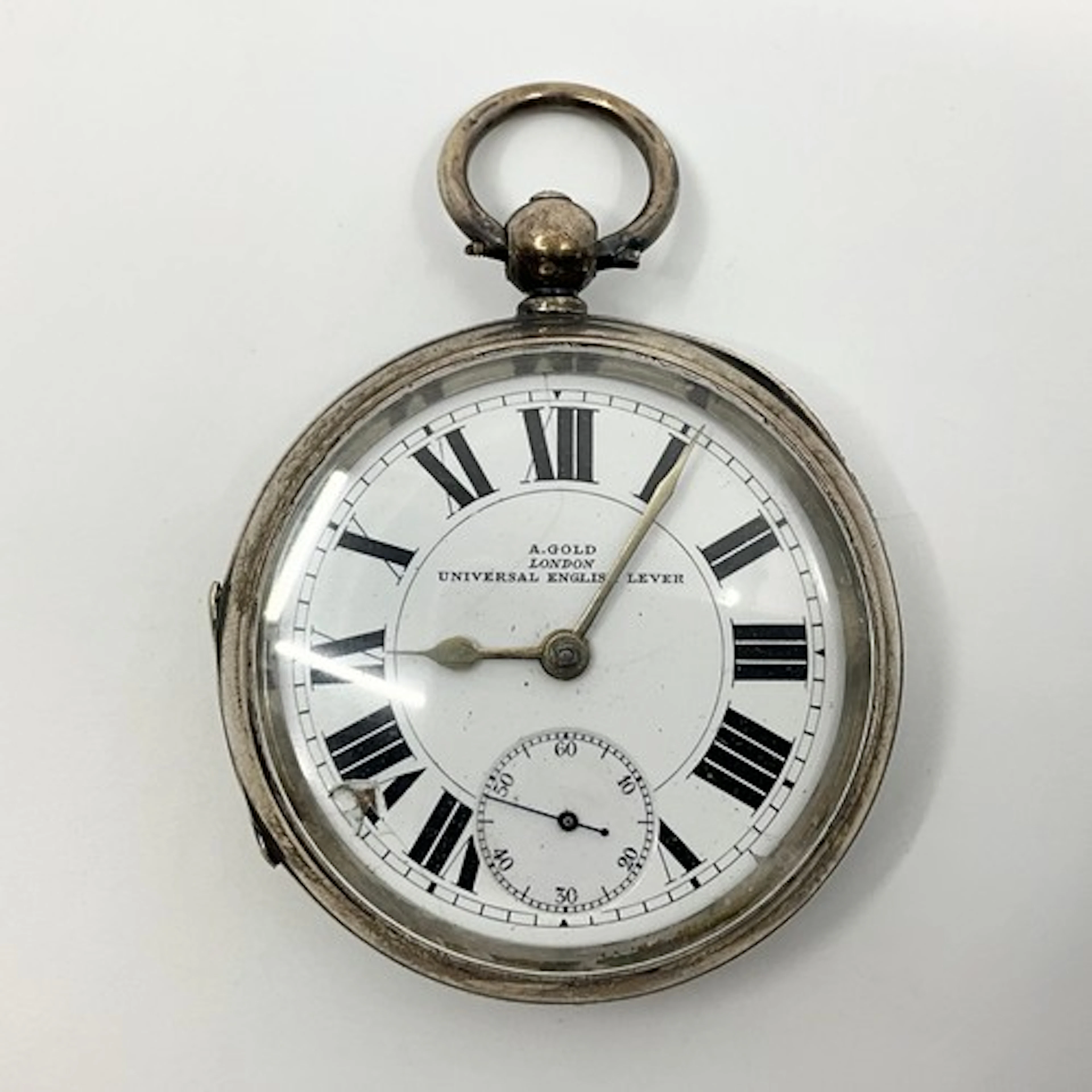 A lave Victorian silver pocket watch, the enamel dial with R...