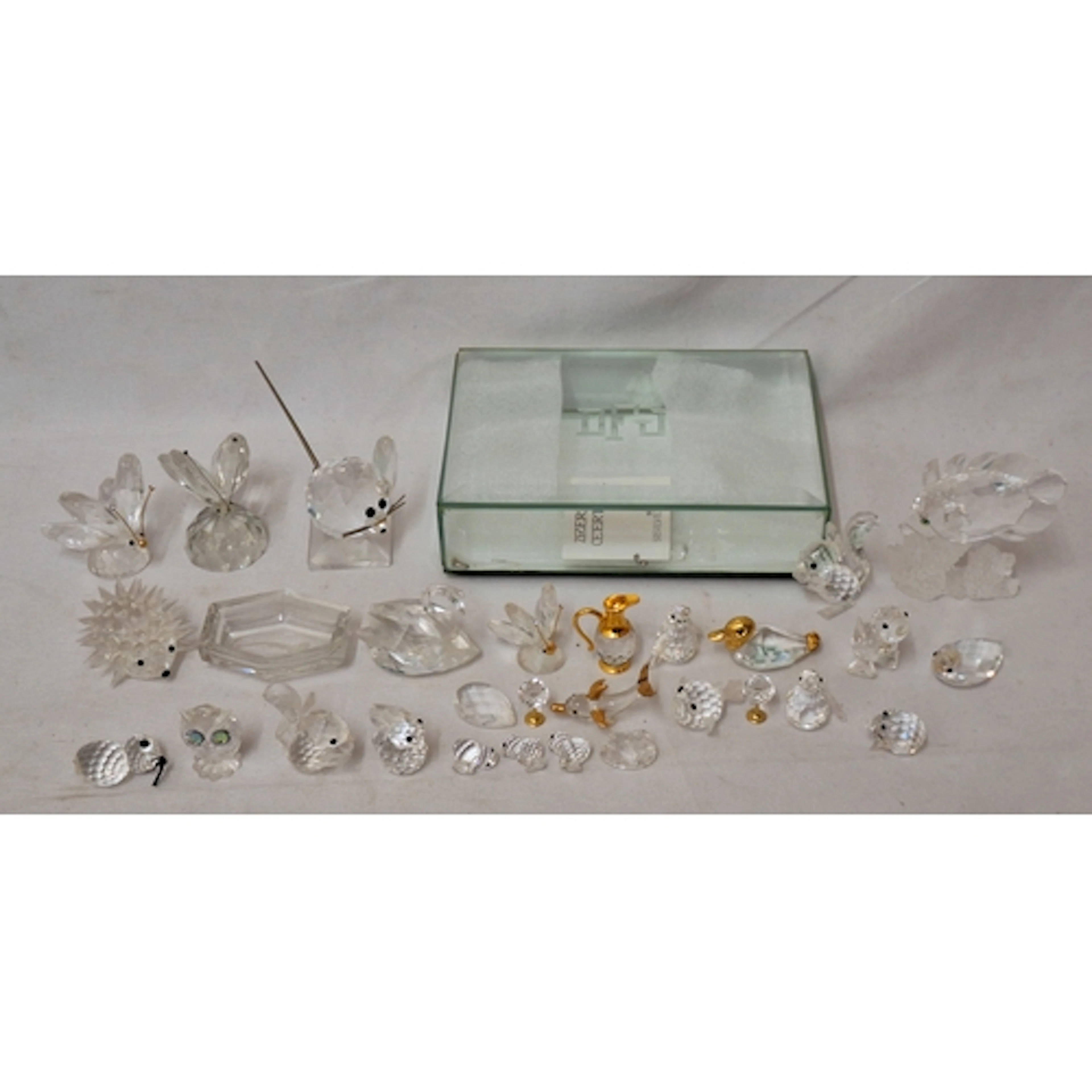 Crystal Animal Figurines, some marked Swarovski incl. hedgeh...