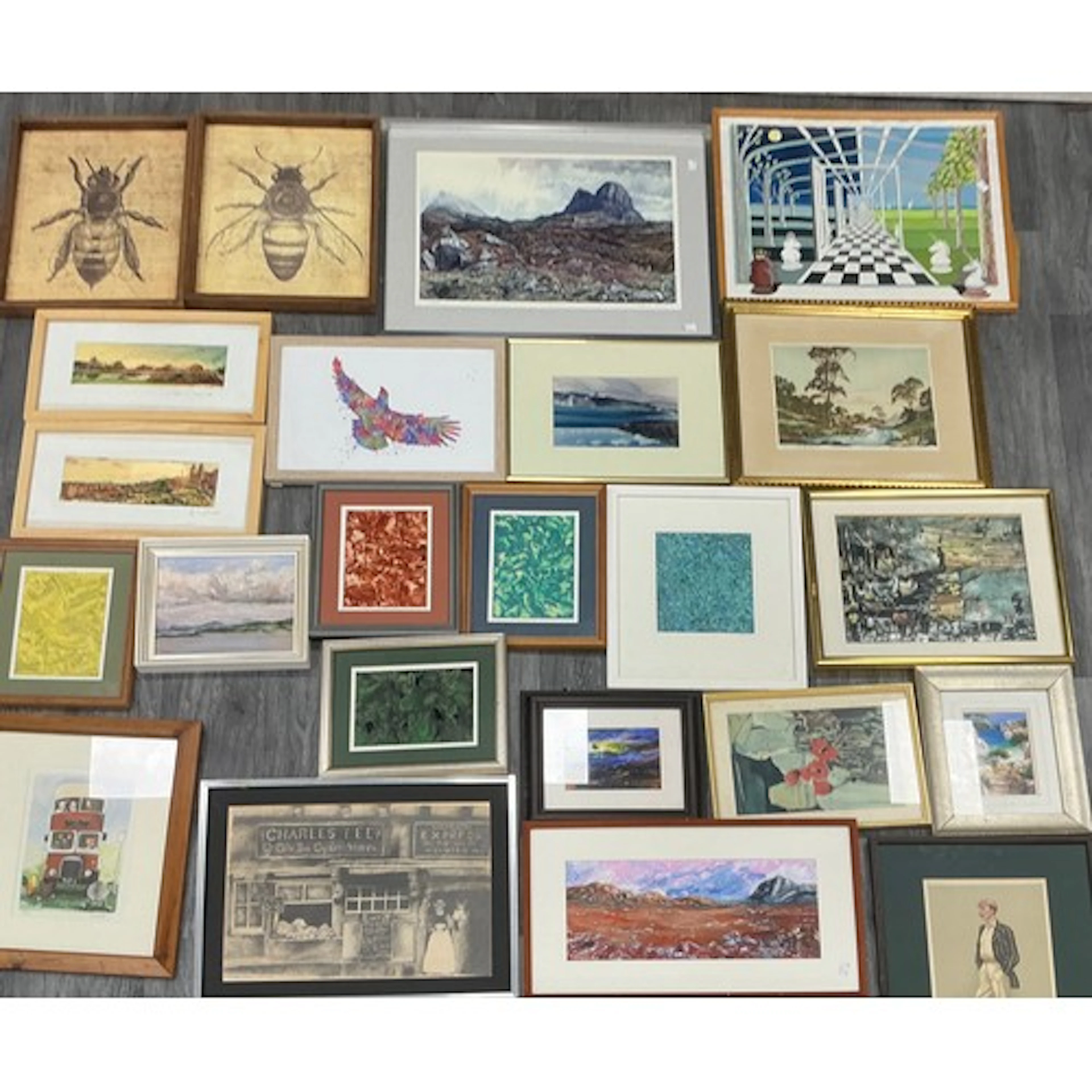 Pictures and Prints - a large quantity of framed paintings a...