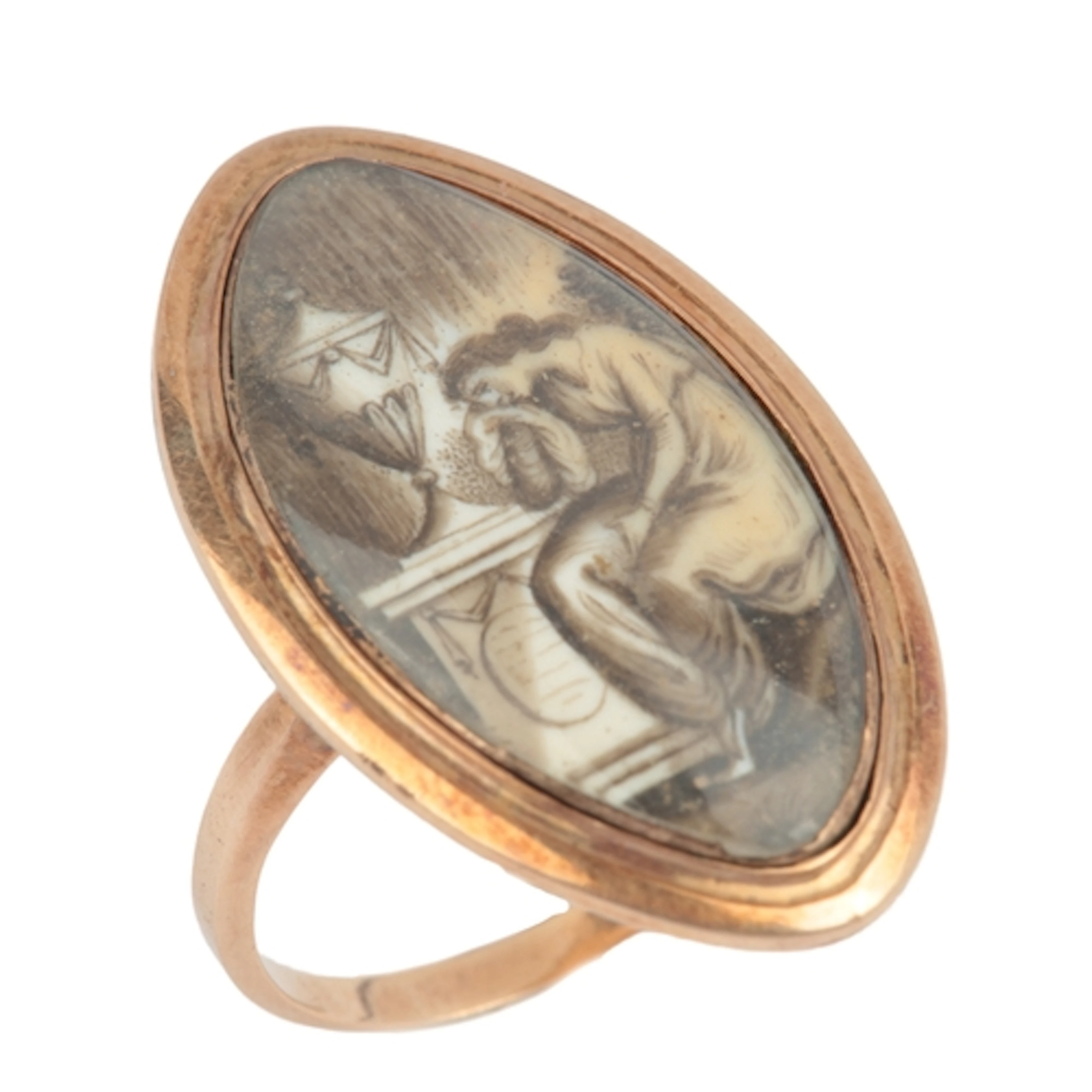 A George III ivory miniature mourning ring, circa 1790, of n...