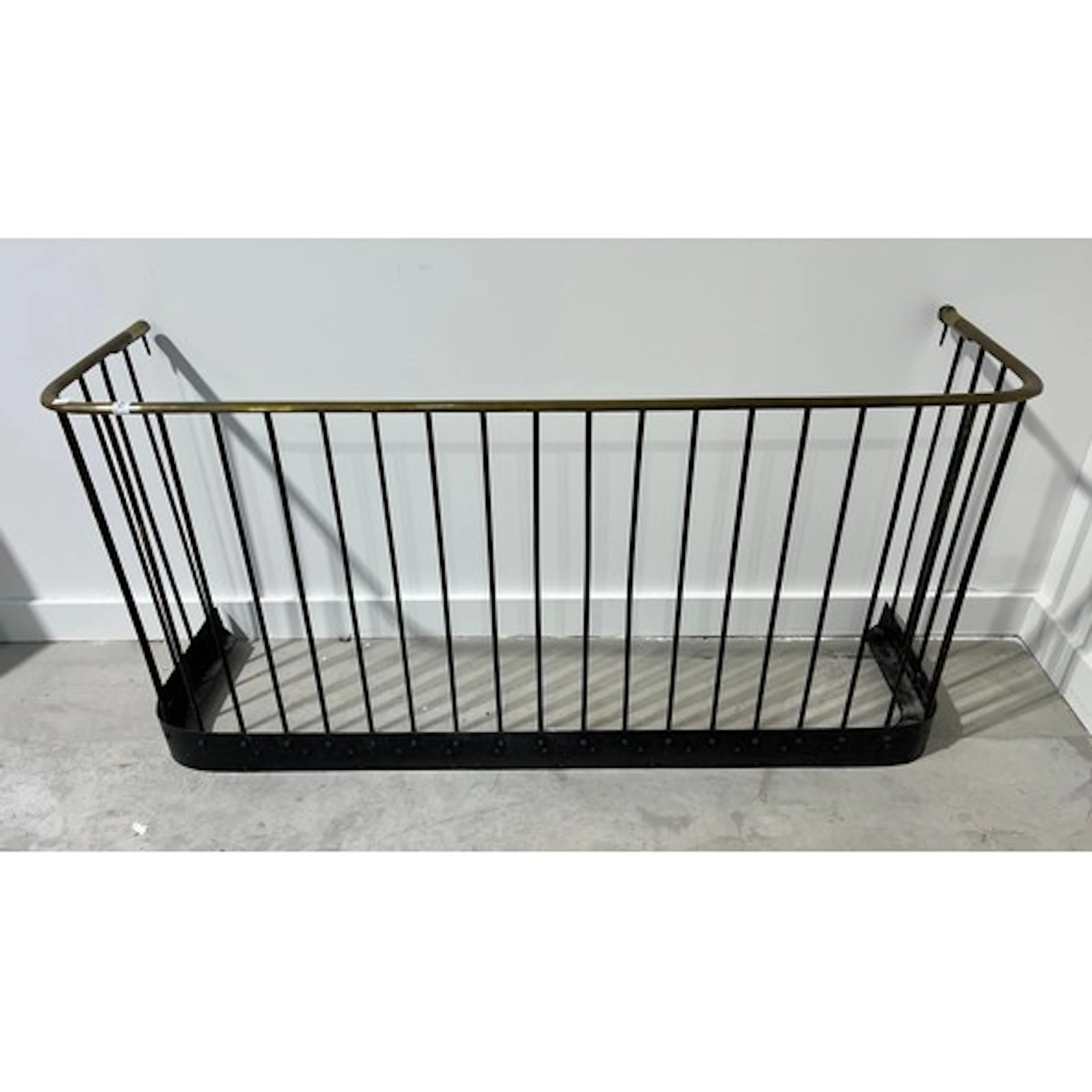 Large brass and wrought iron fire fender.