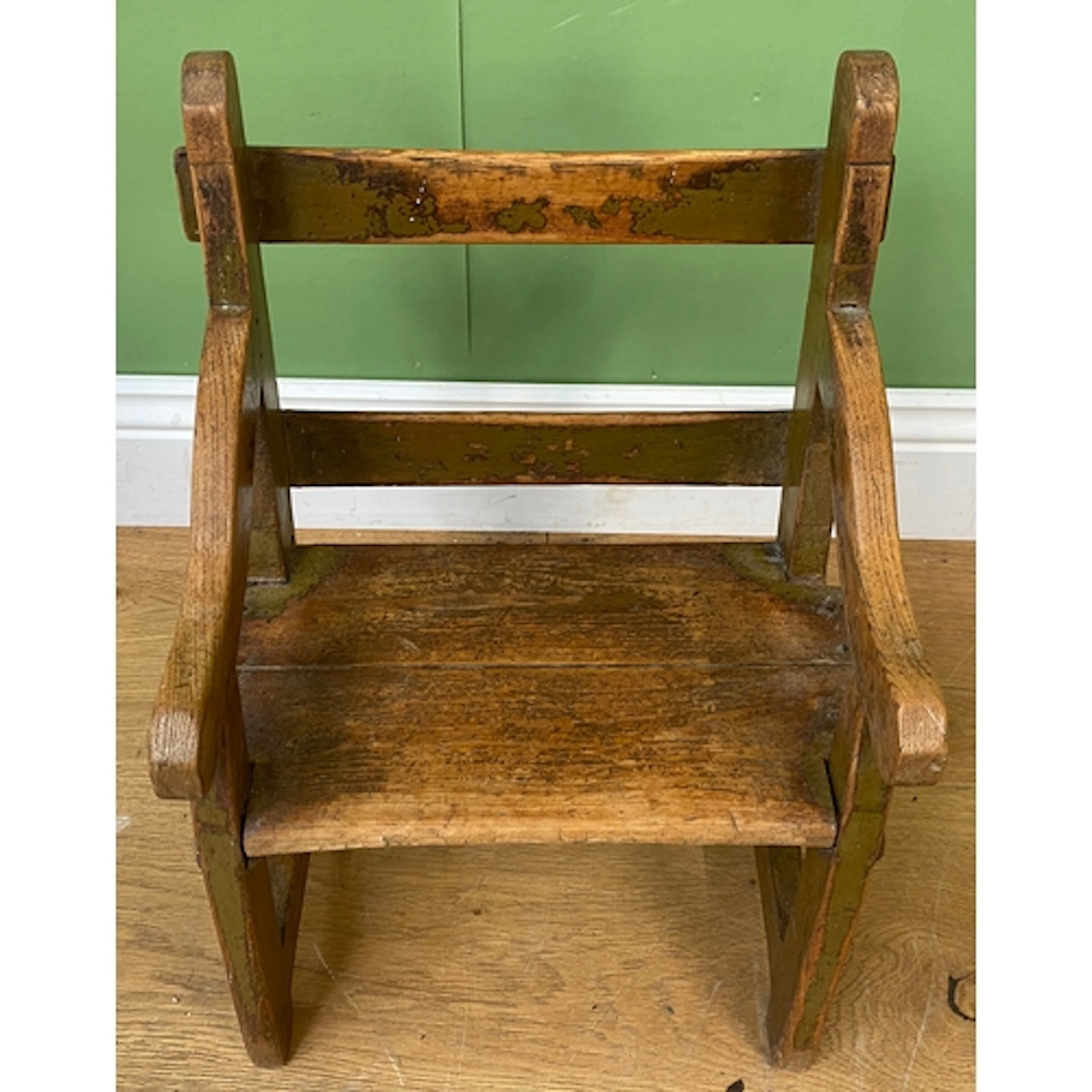 A provincial pine and elm child's bench, the seat 22cmH; tog...