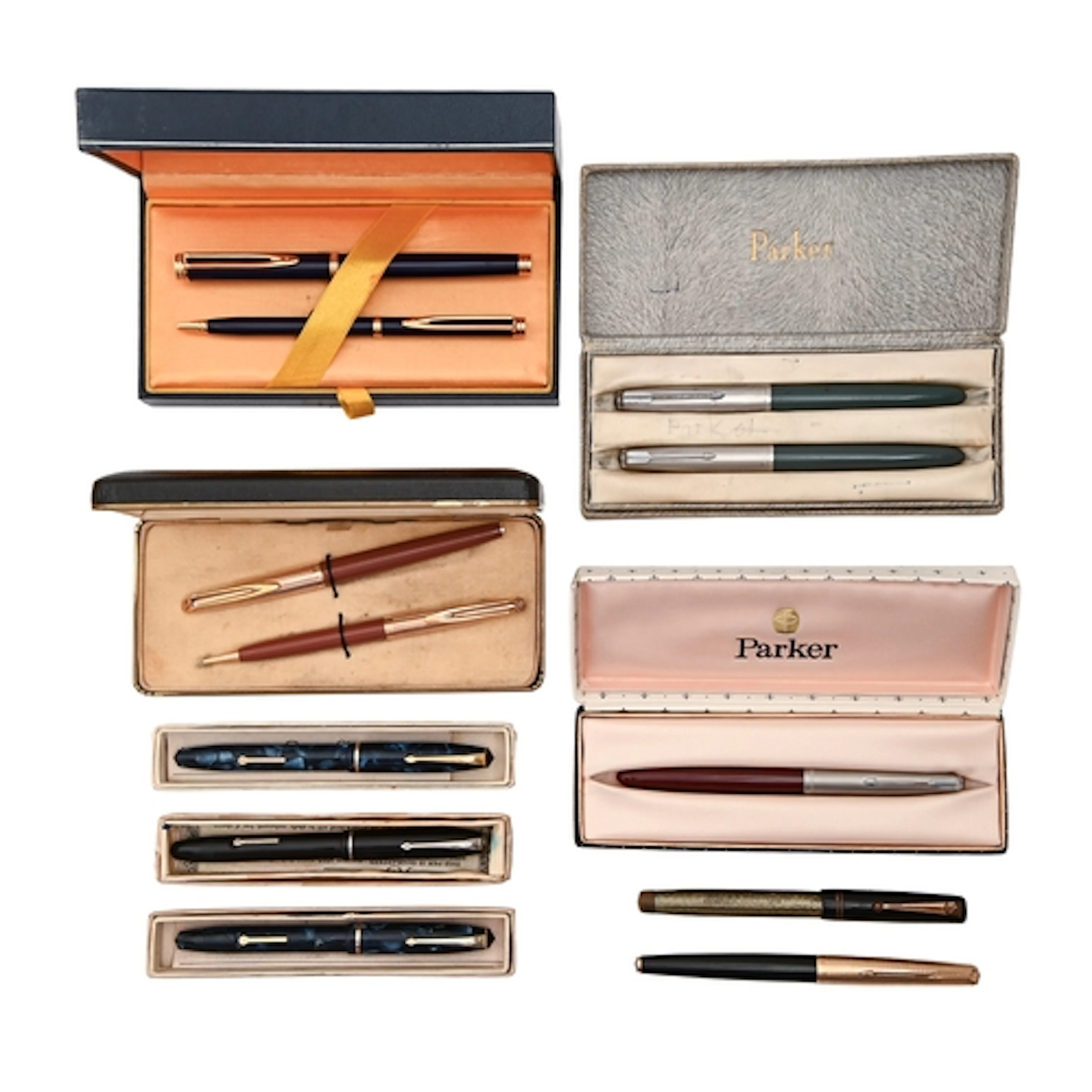 Nine Conway Stewart, Waterman and Parker fountain pens, 1930...