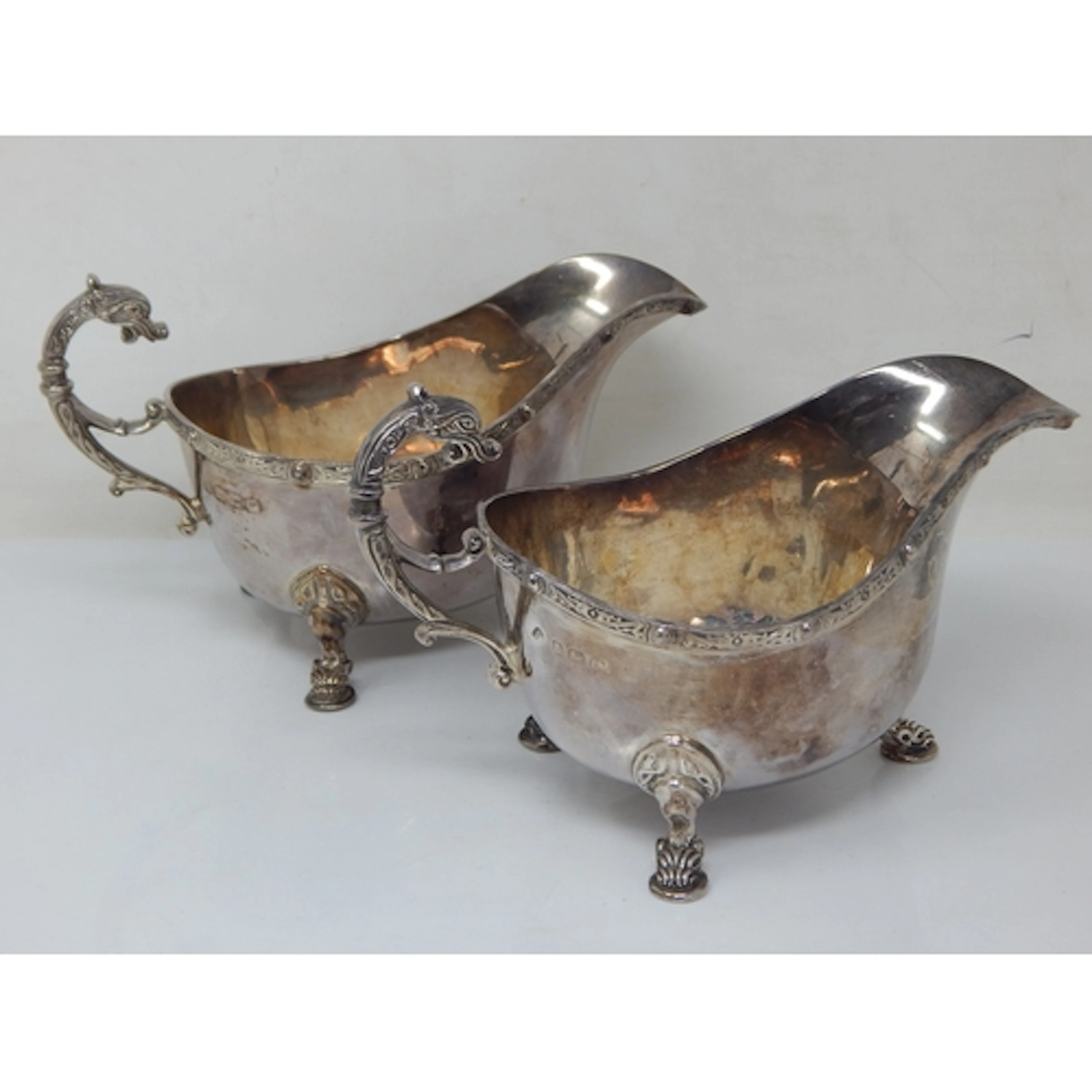 A Pair of Celtic Design Silver Gravy Boats Hallmarked Birmin...