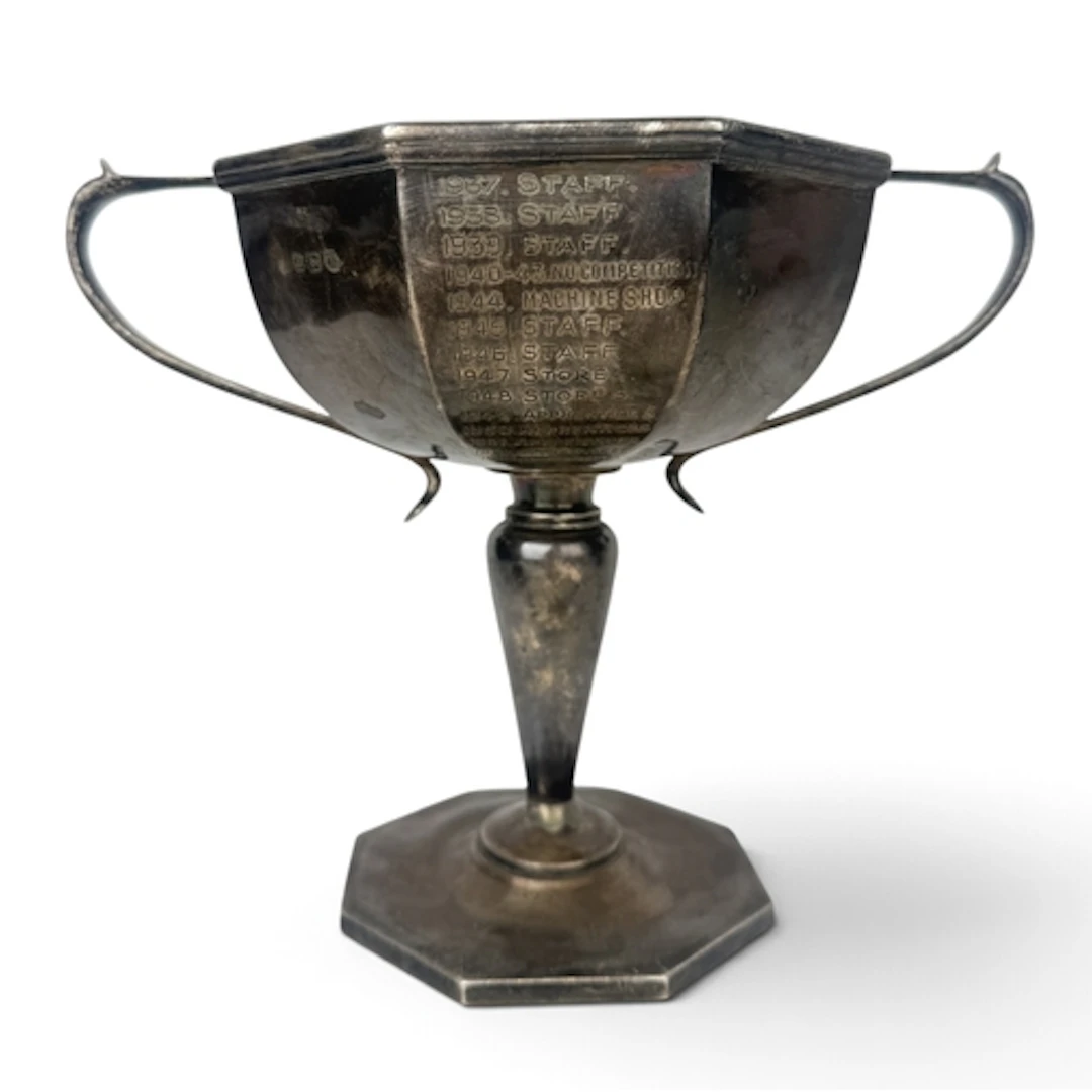 AN ART DECO SILVER TWO-HANDLED TROPHY CUP, BIRMINGHAM 1936, ...