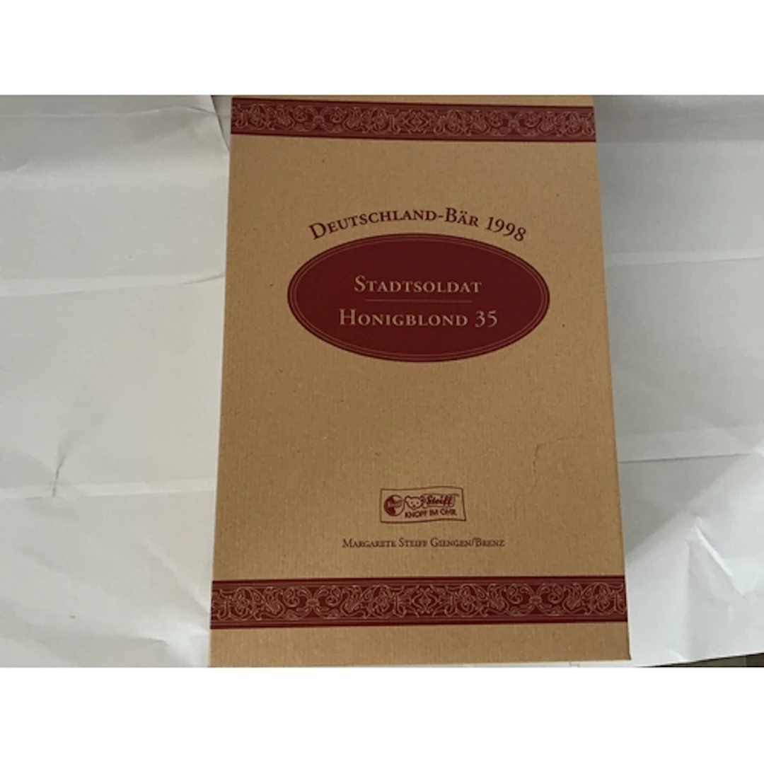 A Boxed 1998 City Solider Honey Blond 35 German Steiff Teddy...