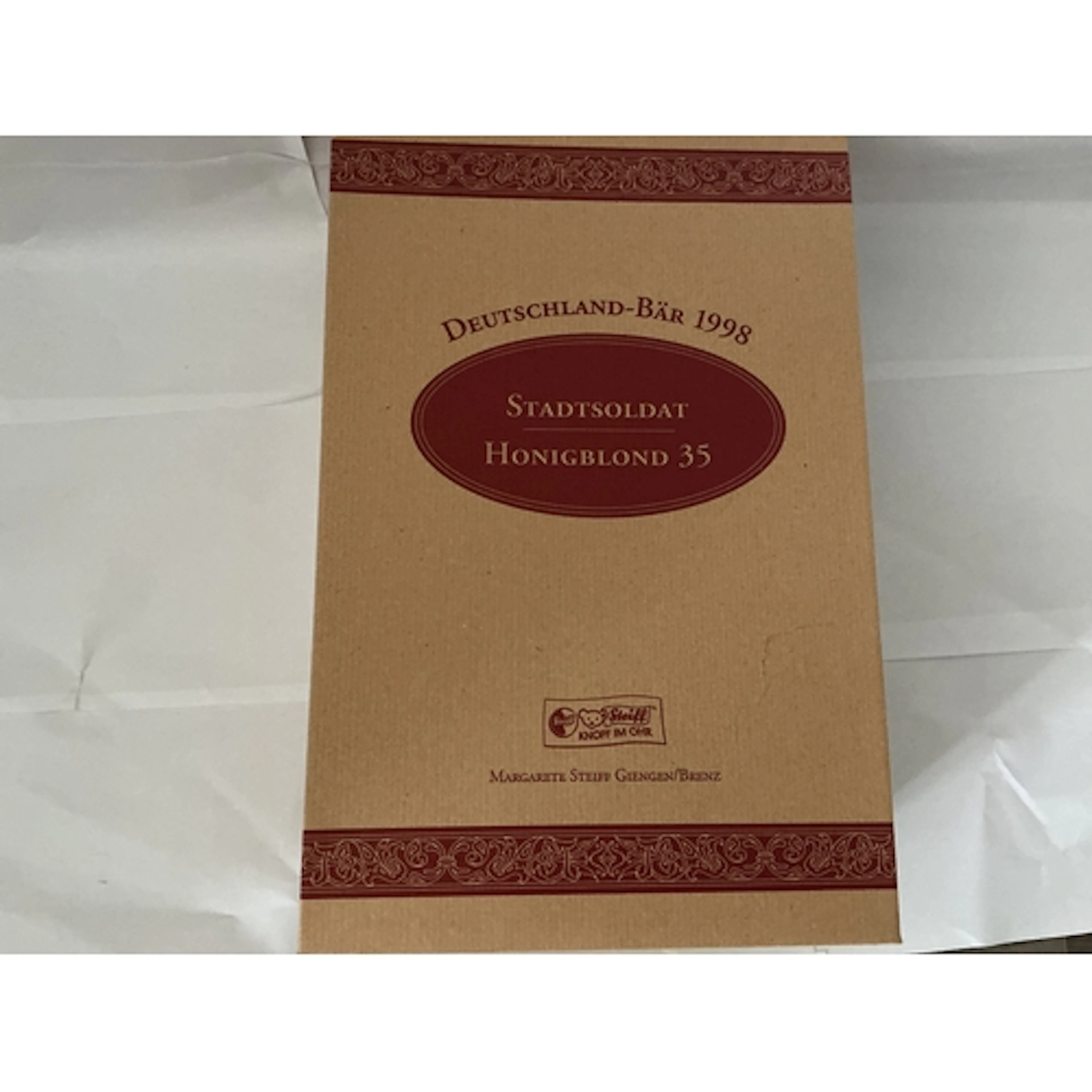 A Boxed 1998 City Solider Honey Blond 35 German Steiff Teddy...