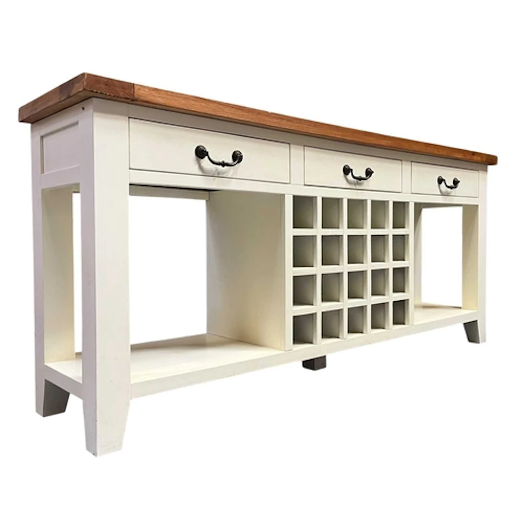 A contemporary painted scrub top kitchen island or console b...