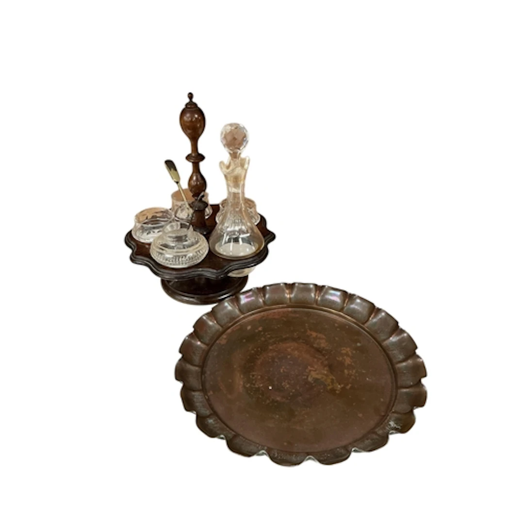 A Victorian rosewood and mahogany revolving condiment stand ...