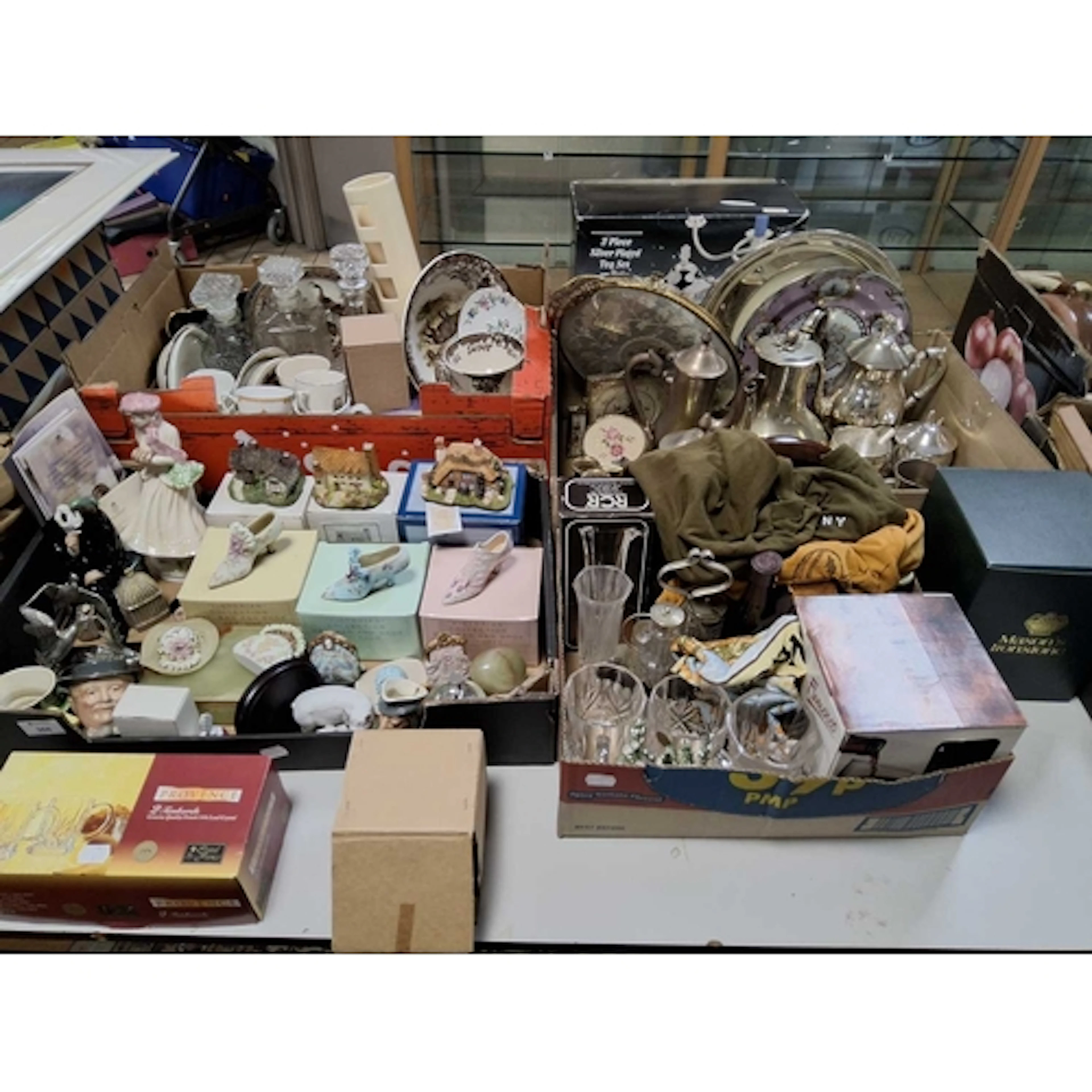 FOUR BOXES OF VINTAGE HOUSEHOLD ITEMS to include a box conta...