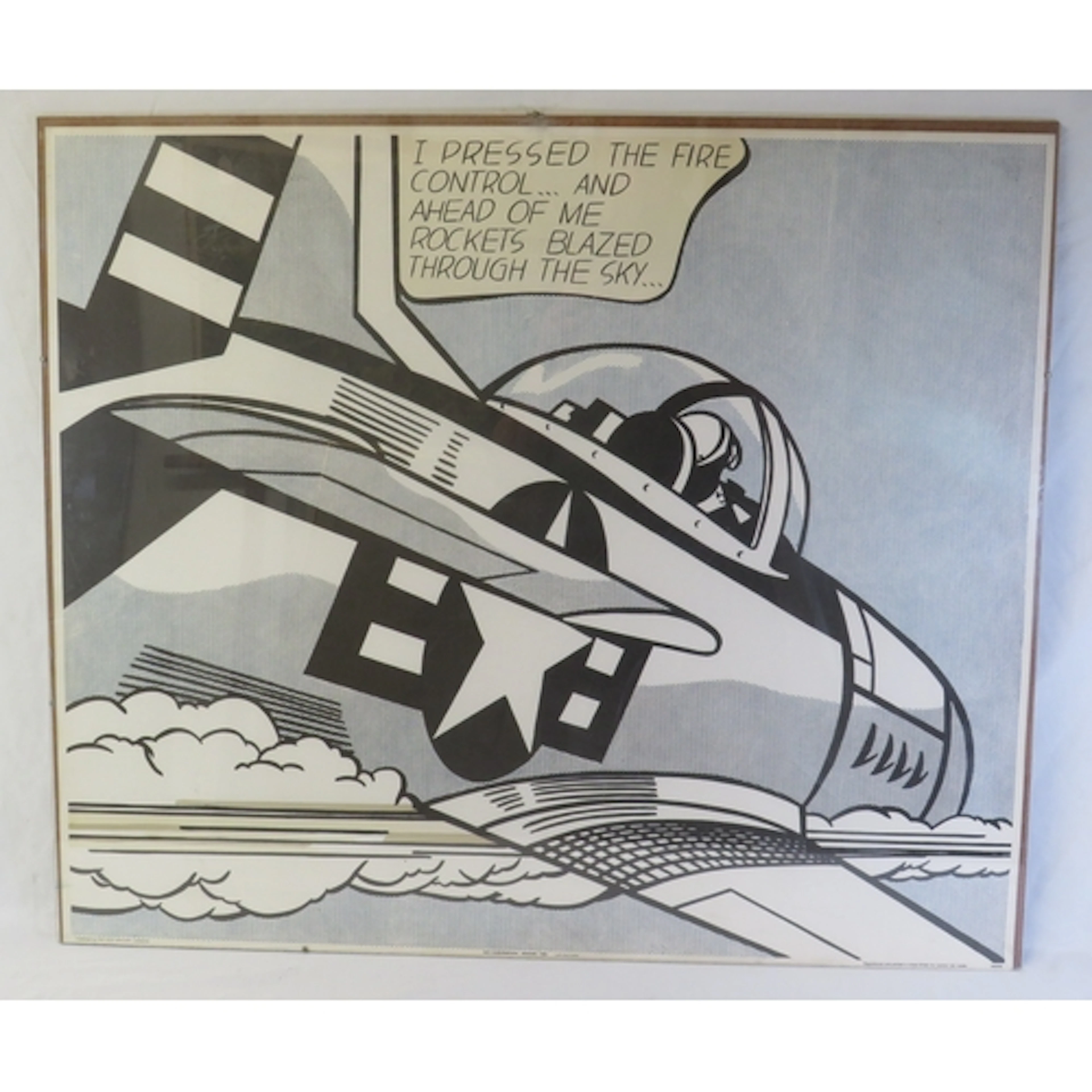 Glazed Roy Lichtenstein Print Whaam dated 1963, approx. 76cm...