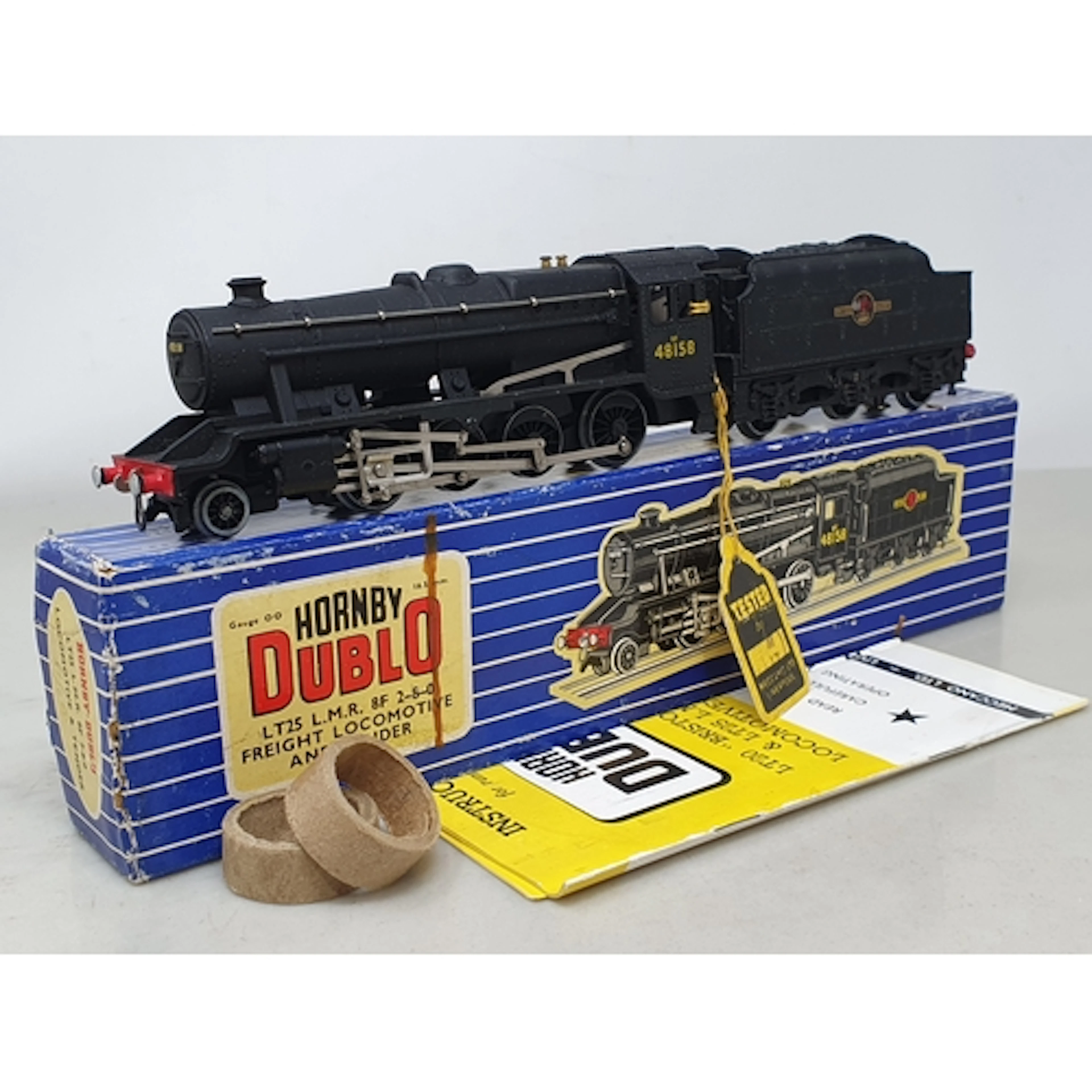 A boxed Hornby Dublo LT25 2-8-0 Locomotive, Ex, box VG, elas...
