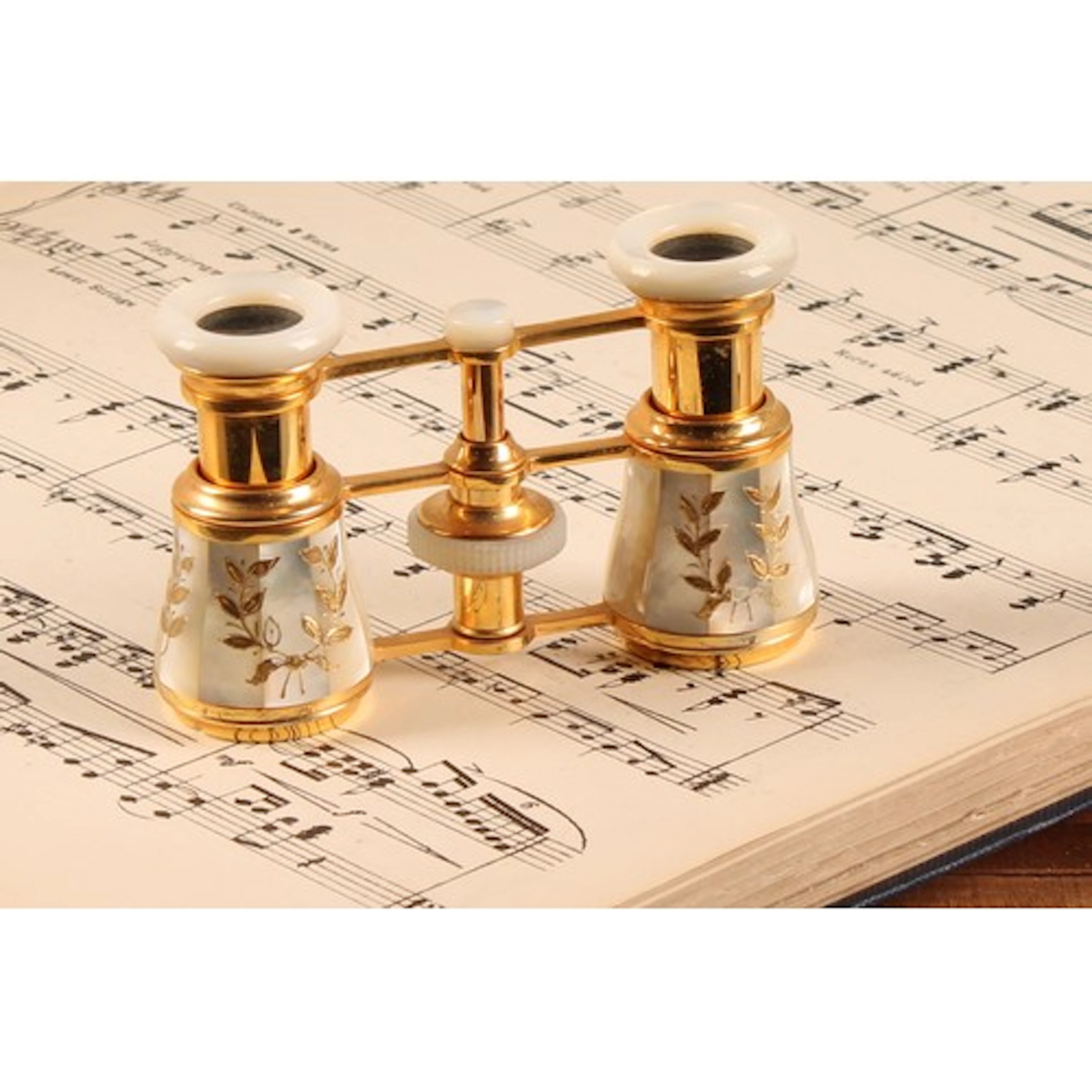 A pair of mid-century French mother-of-pearl opera glasses, ...
