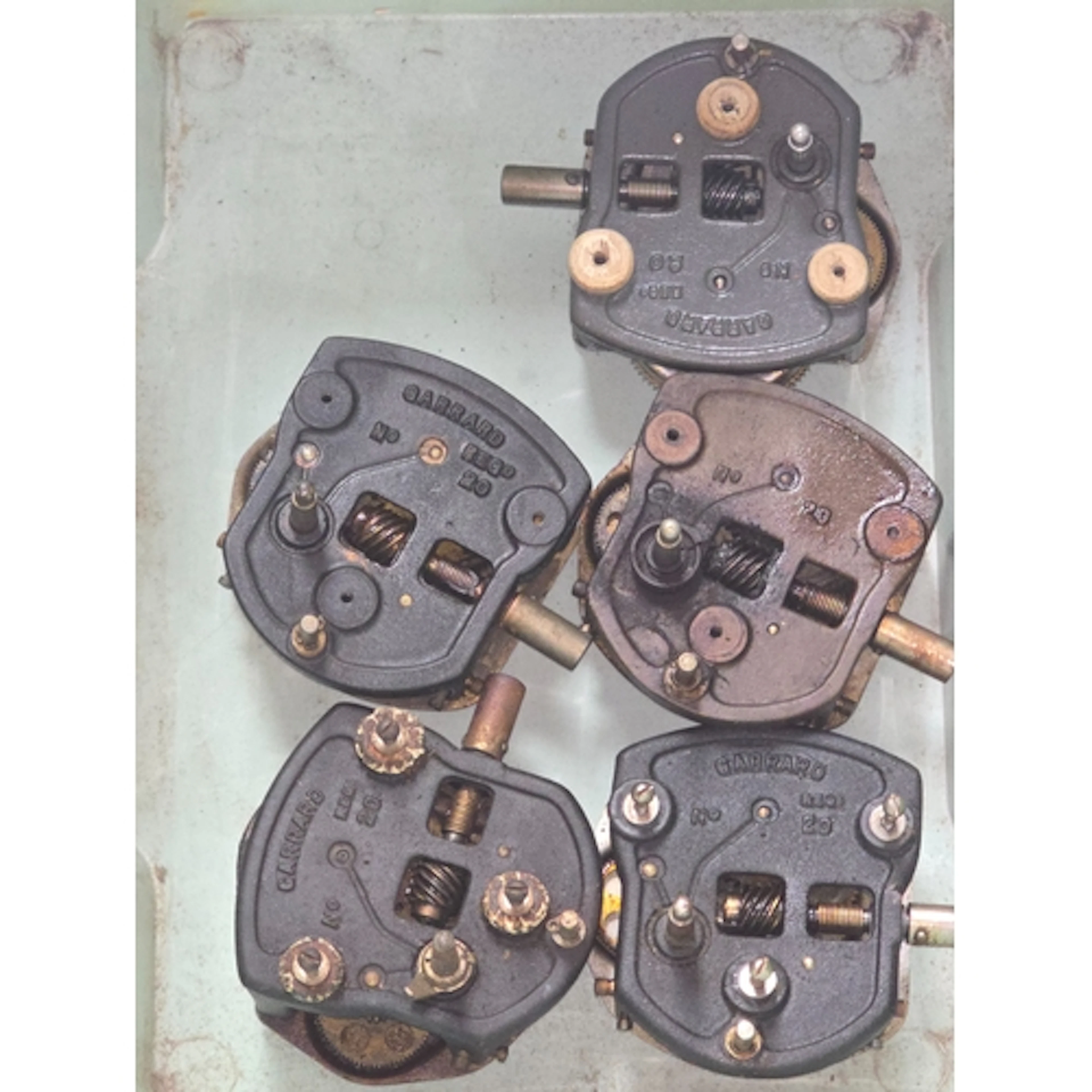 A collection of 5 x Garrard 20 gramophone motors.