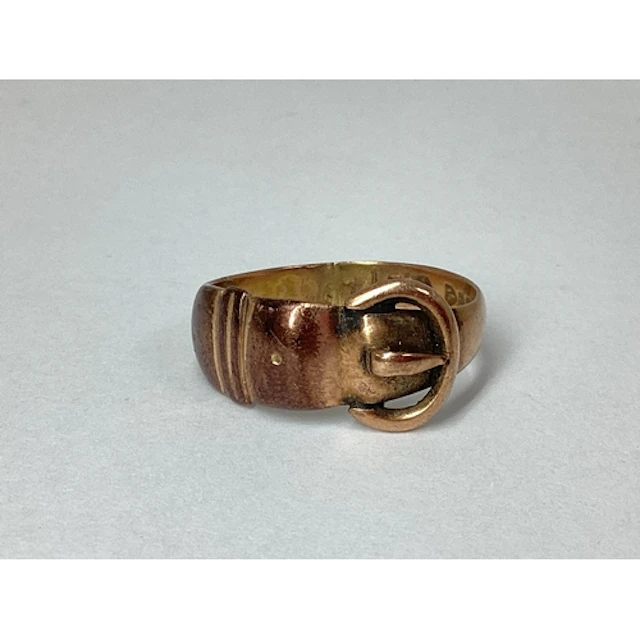 An Antique Buckle Ring, with 9ct rose gold Chester hallmarke...
