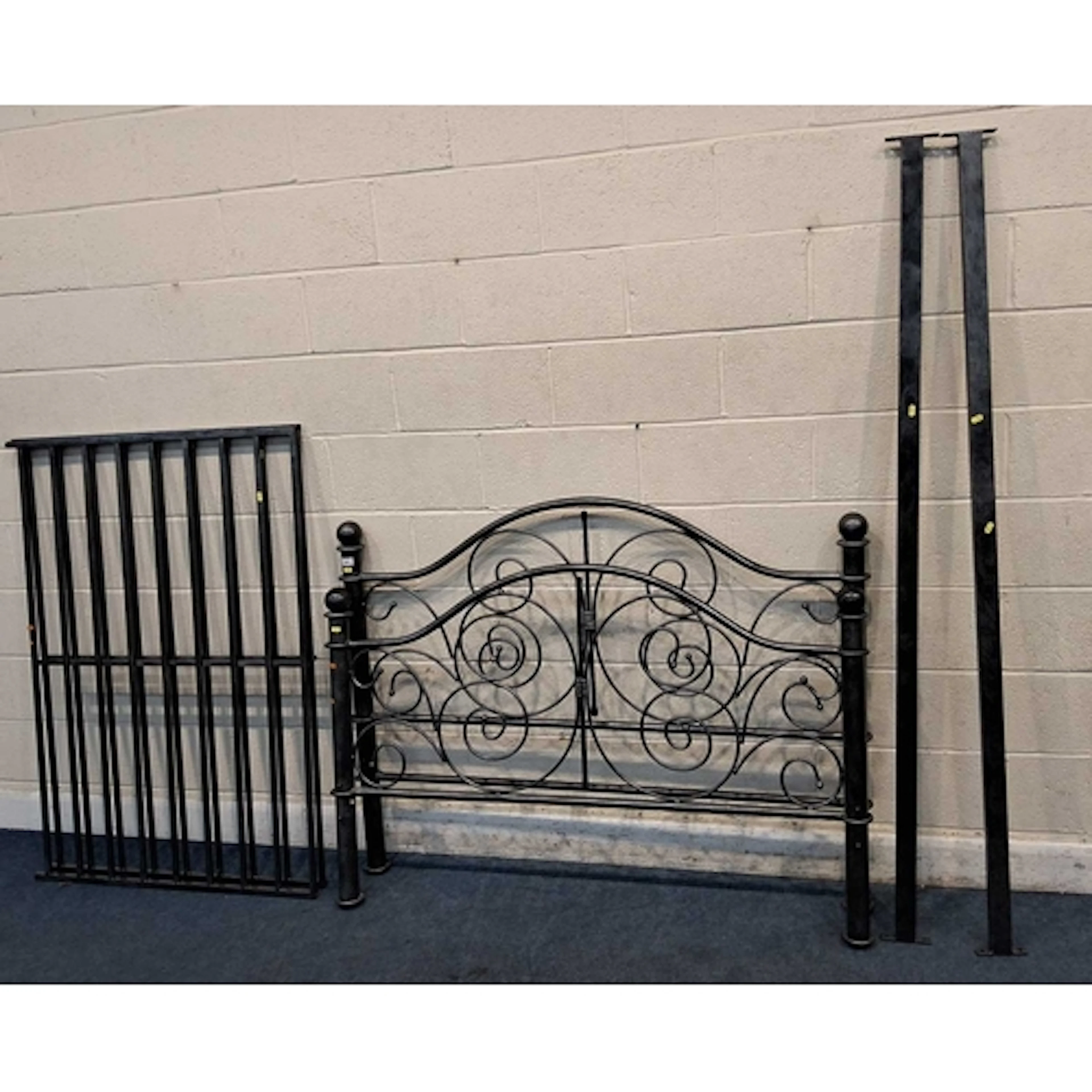 A TUBULAR METAL 4FT6 BEDSTEAD dismantled, general signs of ...