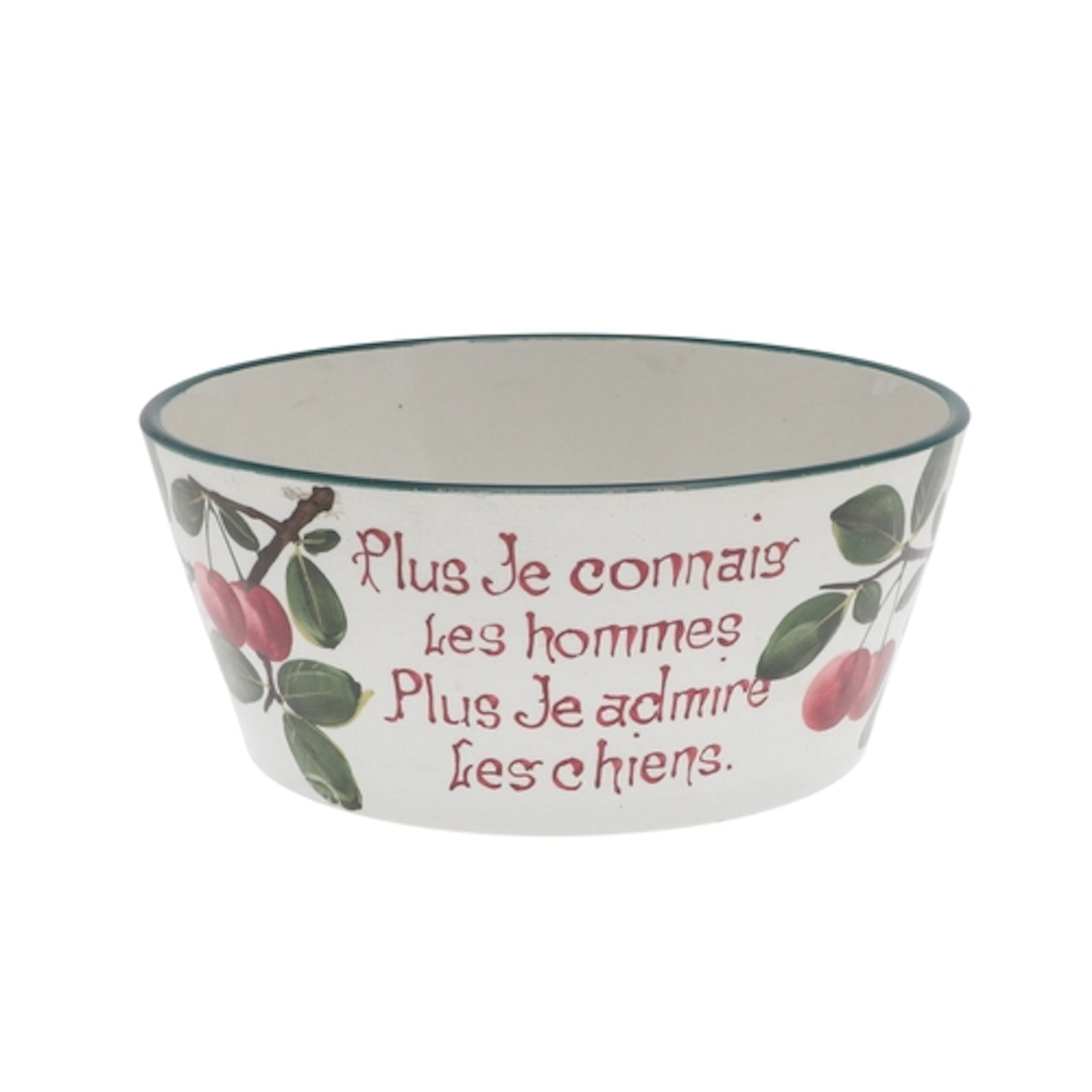 WEMYSS DOG BOWL - FRENCH INSCRIPTION. A circular Wemyss bowl...
