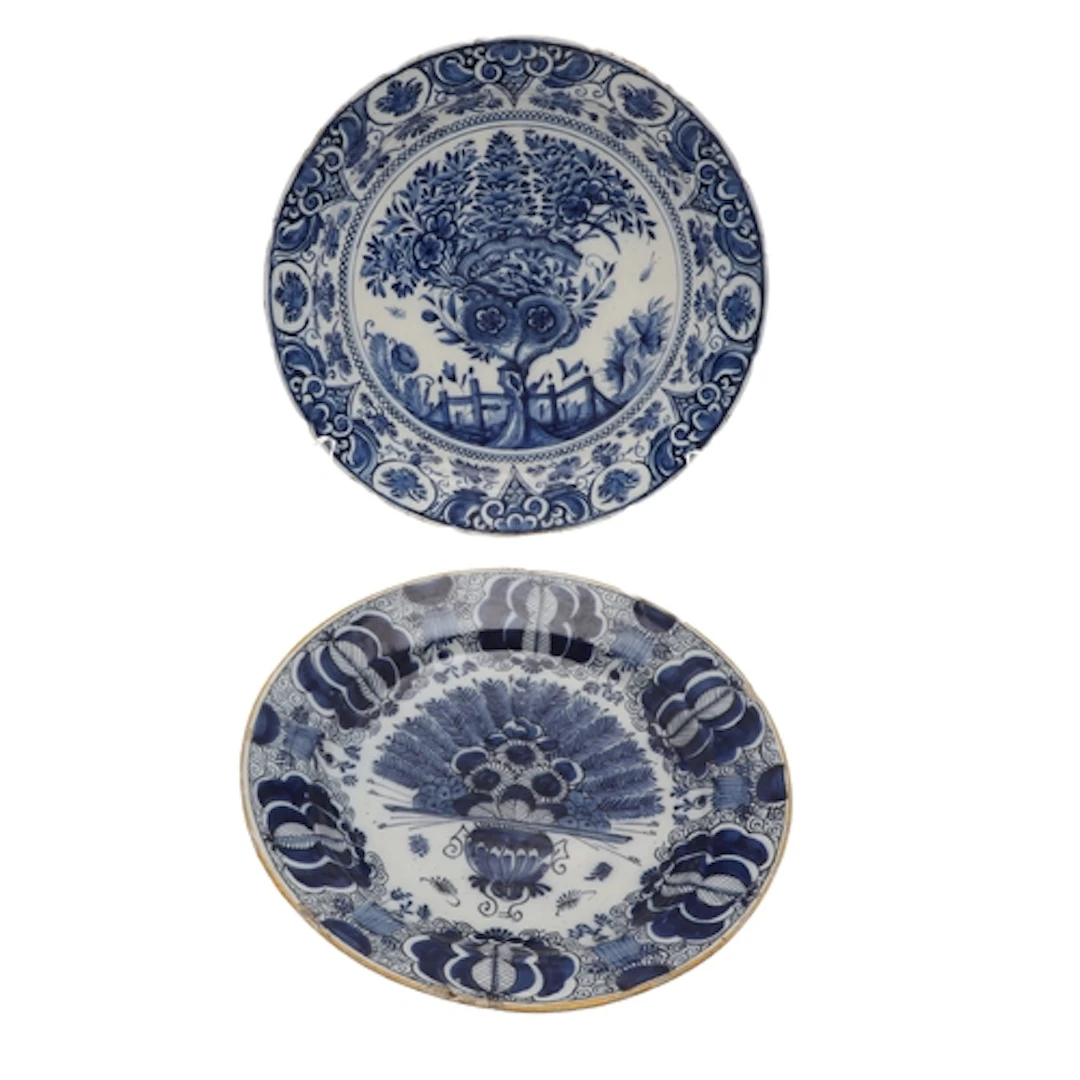 TWO 18THC ANTIQUE DELFT DISHES. Including an 18thc large del...
