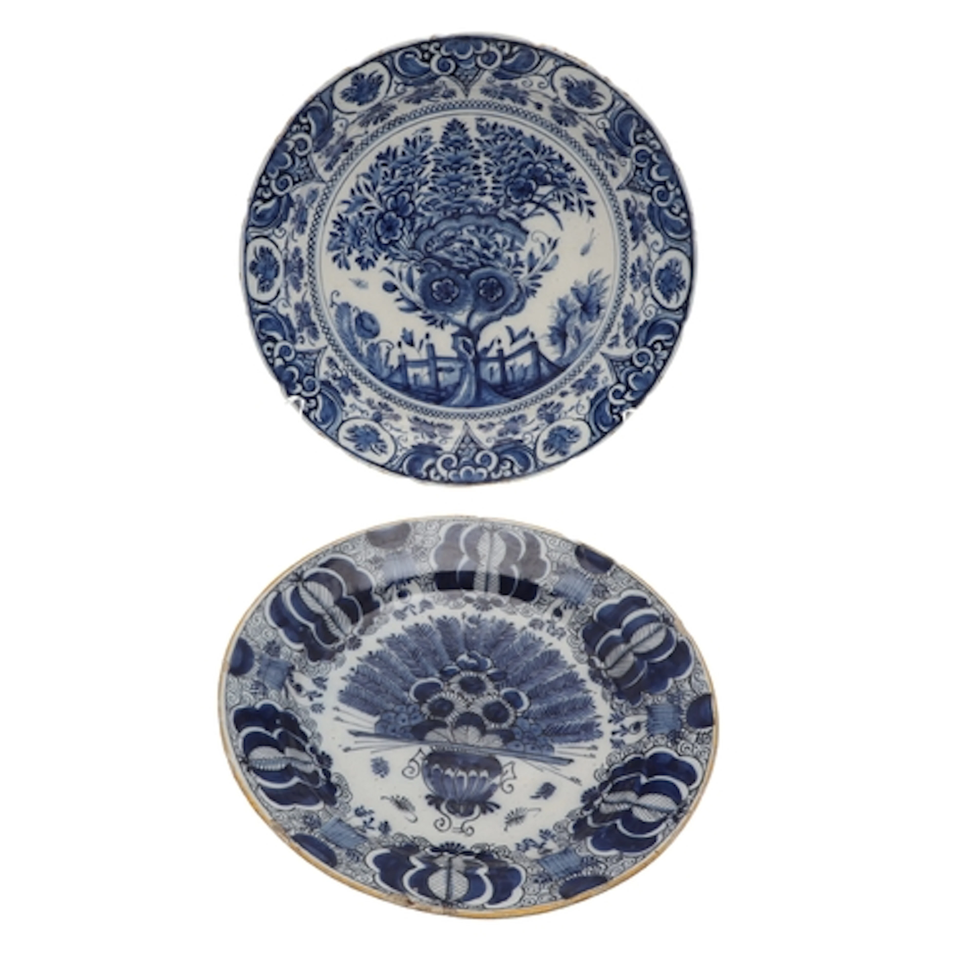 TWO 18THC ANTIQUE DELFT DISHES. Including an 18thc large del...