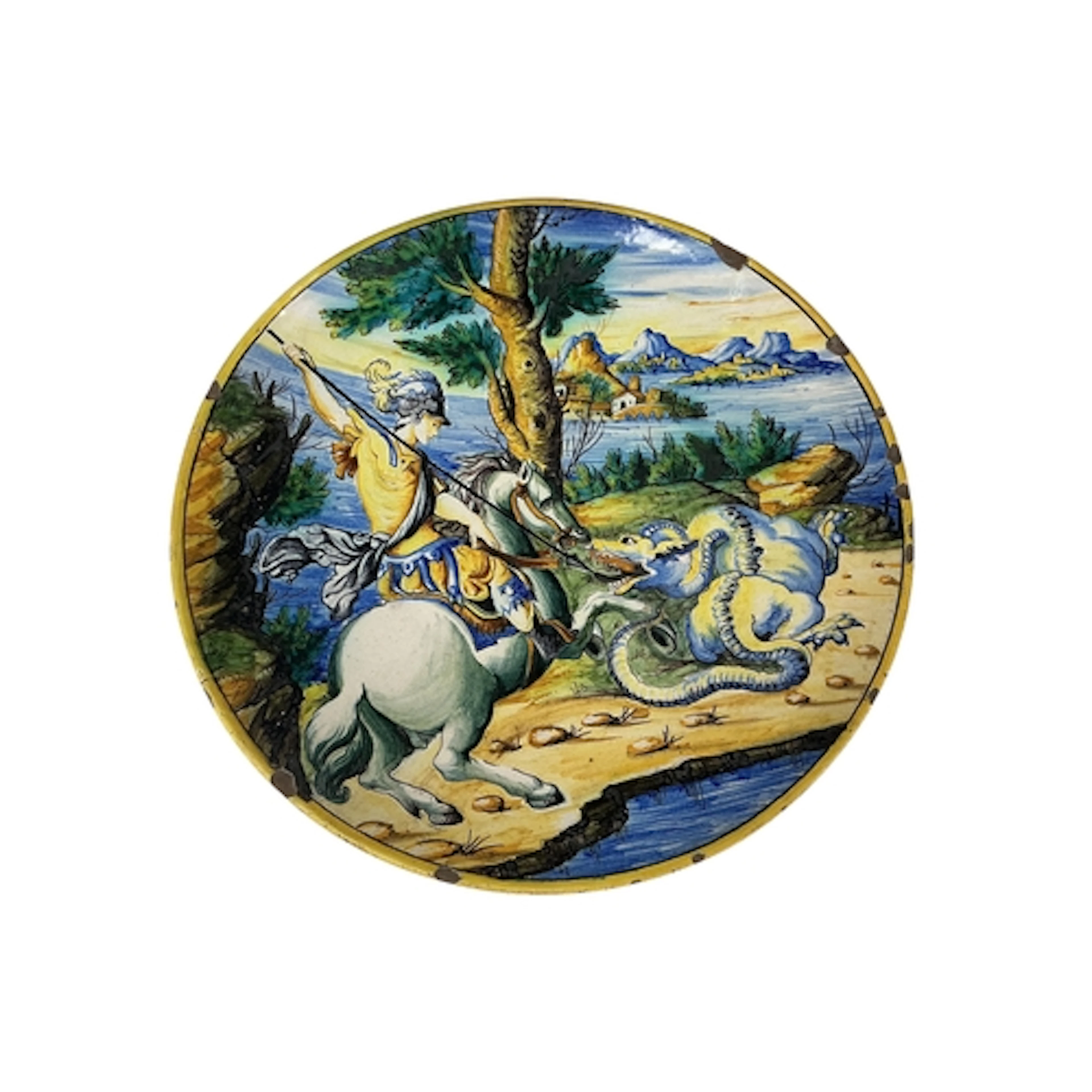 An Italian maiolica dish in 16th century Urbino style, diame...