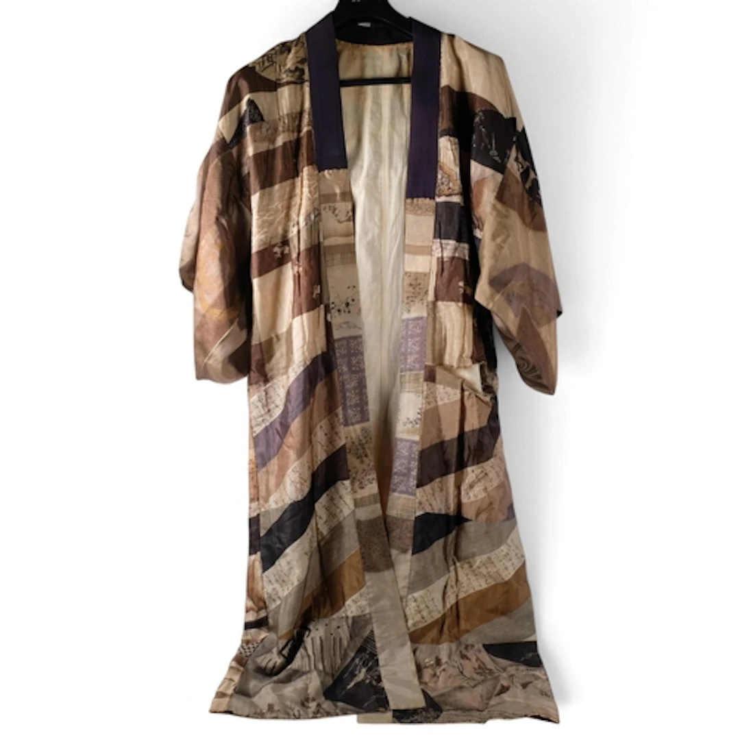 A Japanese printed silk kimono