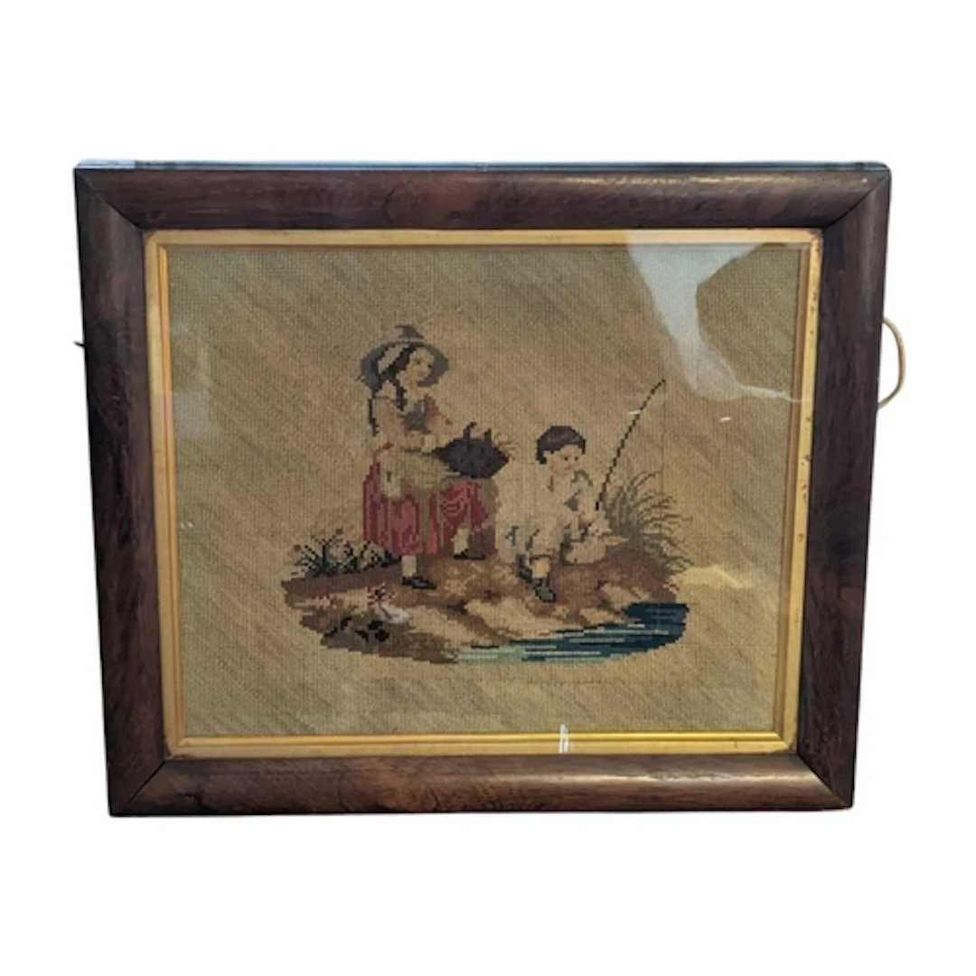 A 19th century Victorian needlepoint embroidery. The needlep...