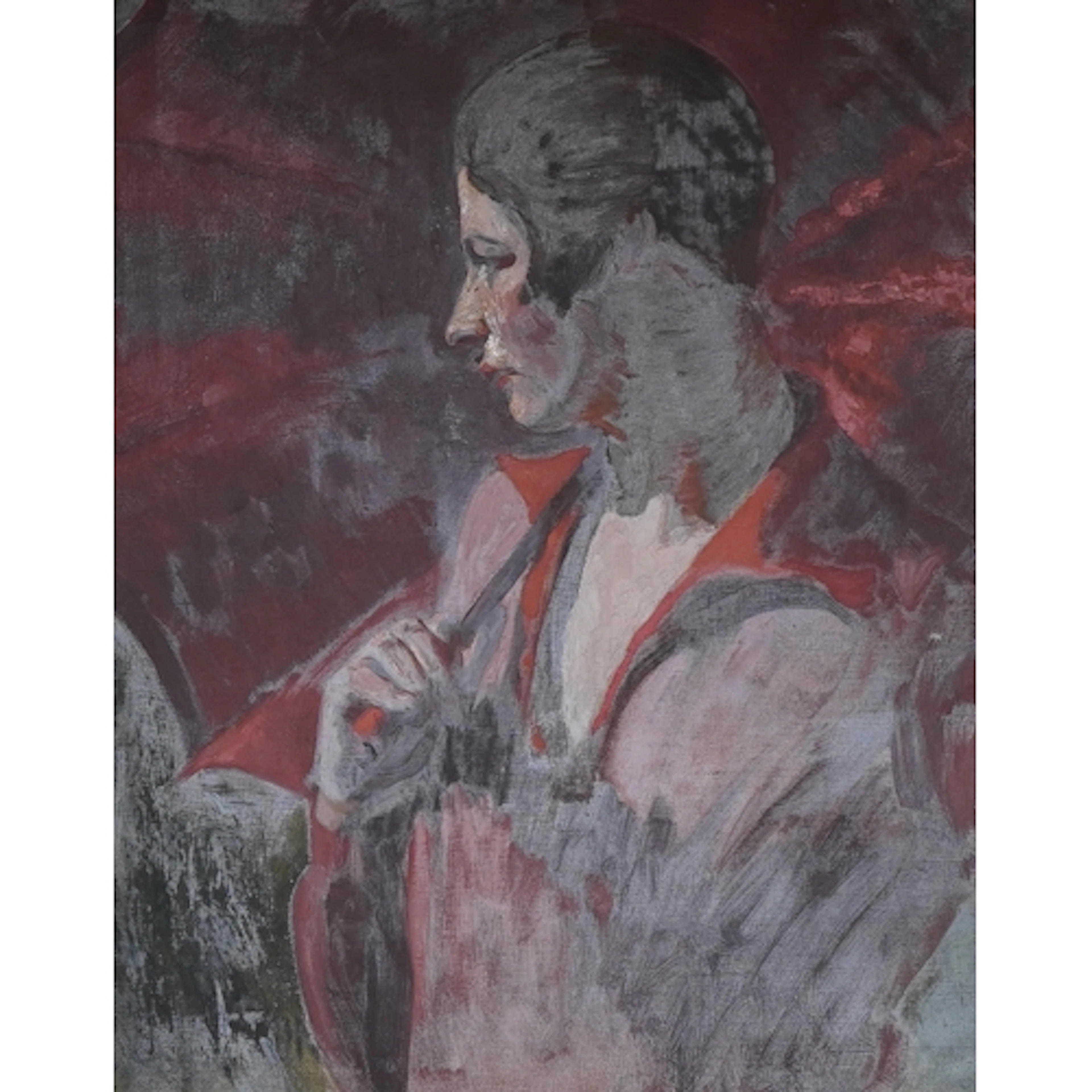 Modern British, study of an Art Deco lady, unsigned, oil on ...