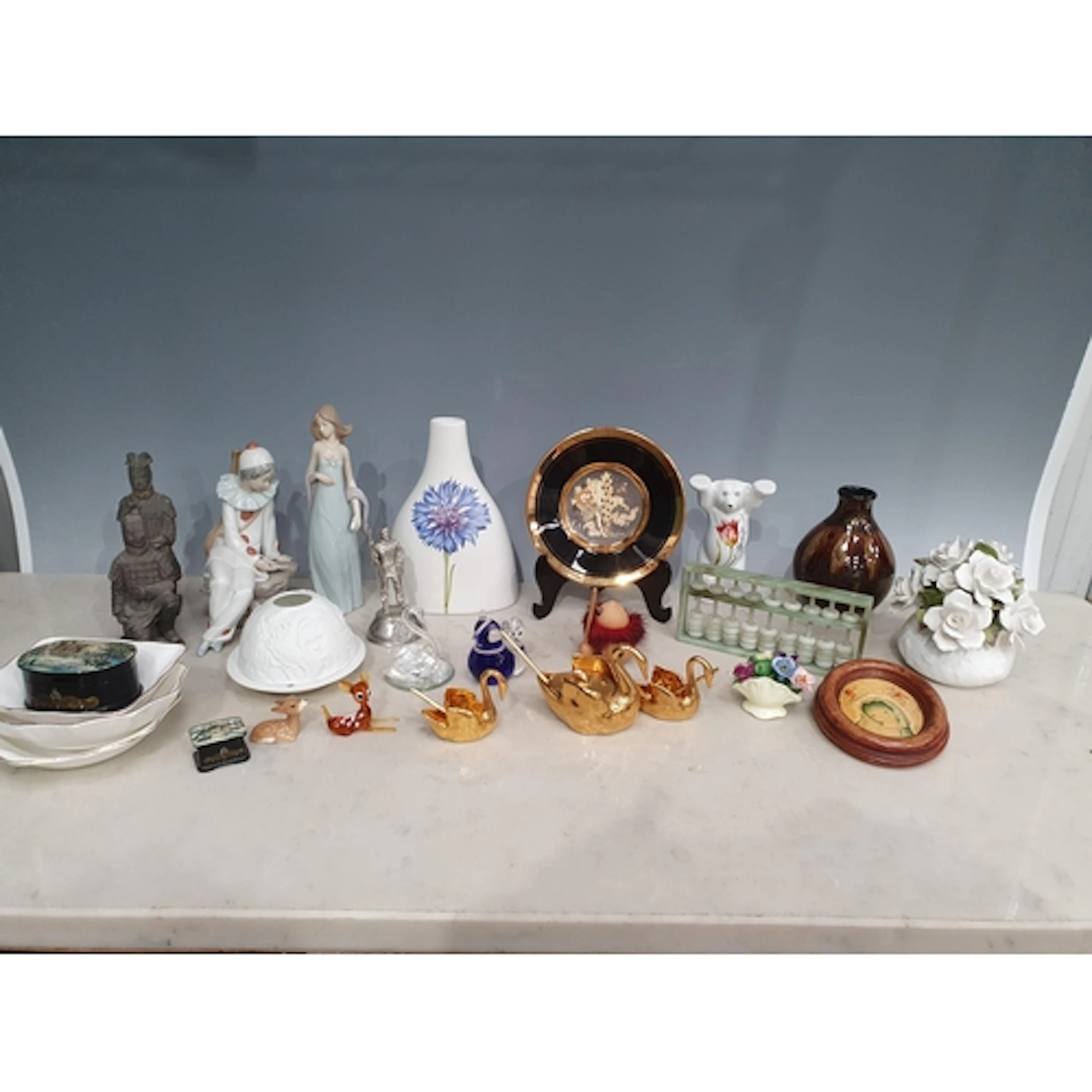 A Lladro Figure of a girl, Oriental hardstone Abacus, Nao Fi...