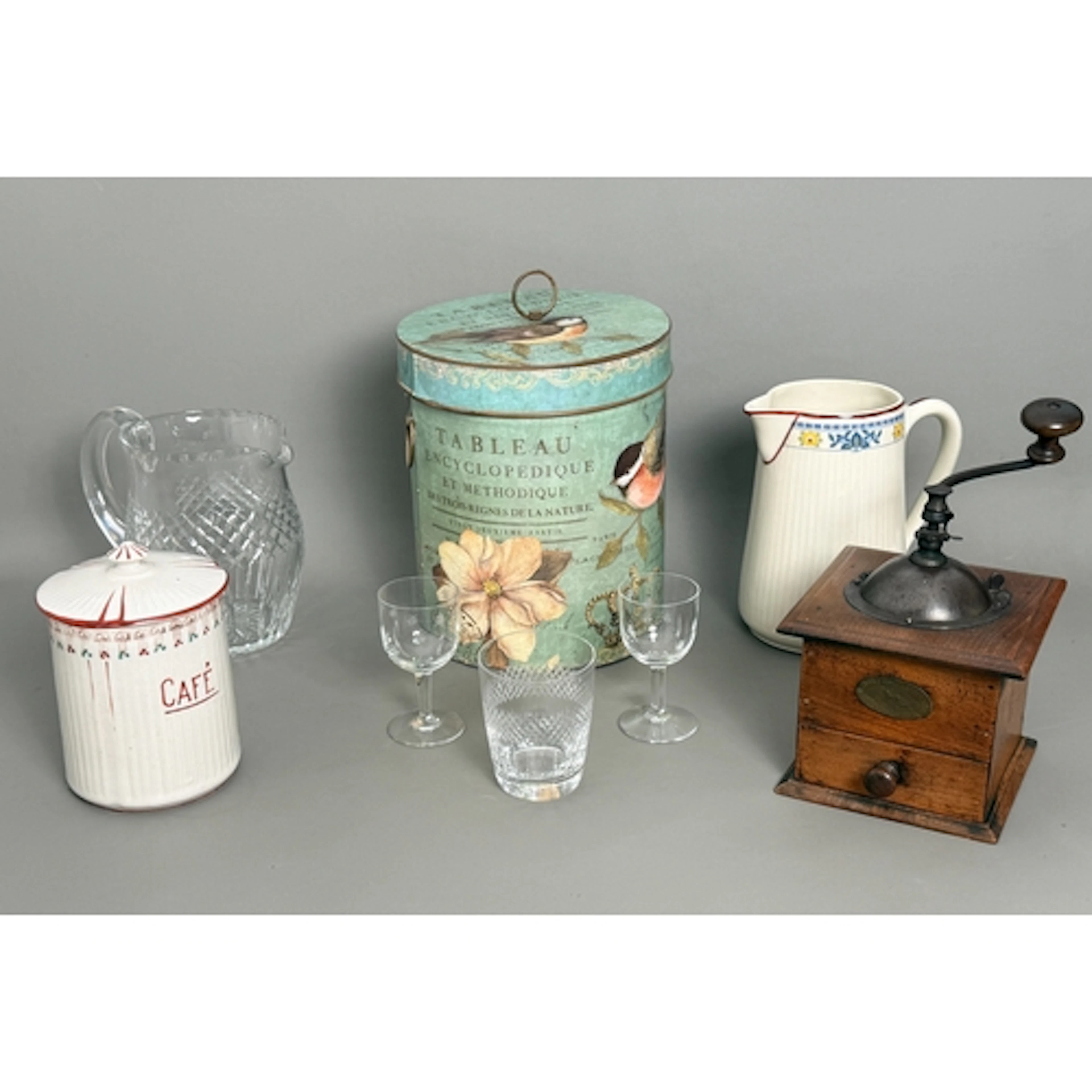 A mixed lot - to include a French wooden and metal coffee gr...