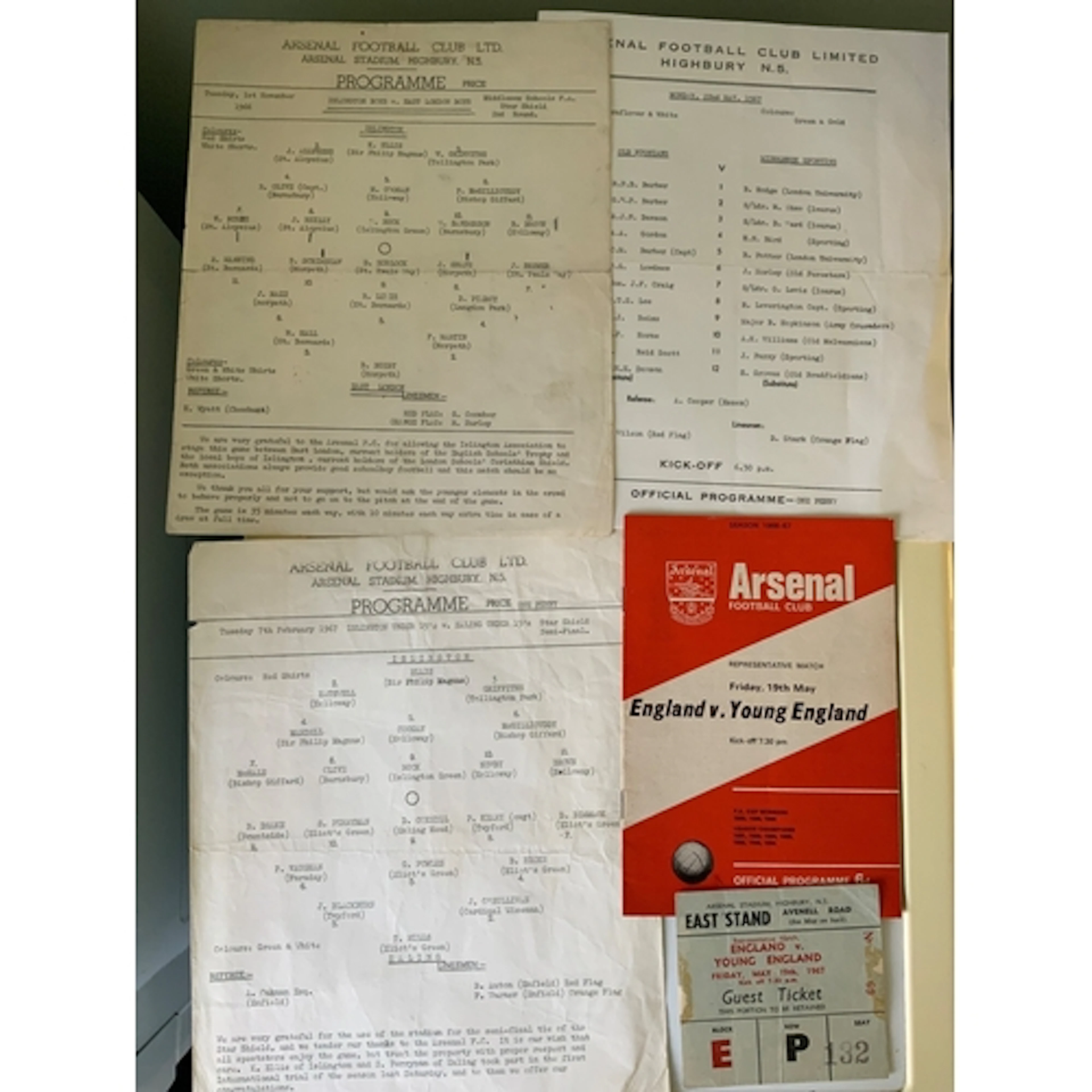 66/67 Football Programmes Of Matches At Arsenal: Islington v...