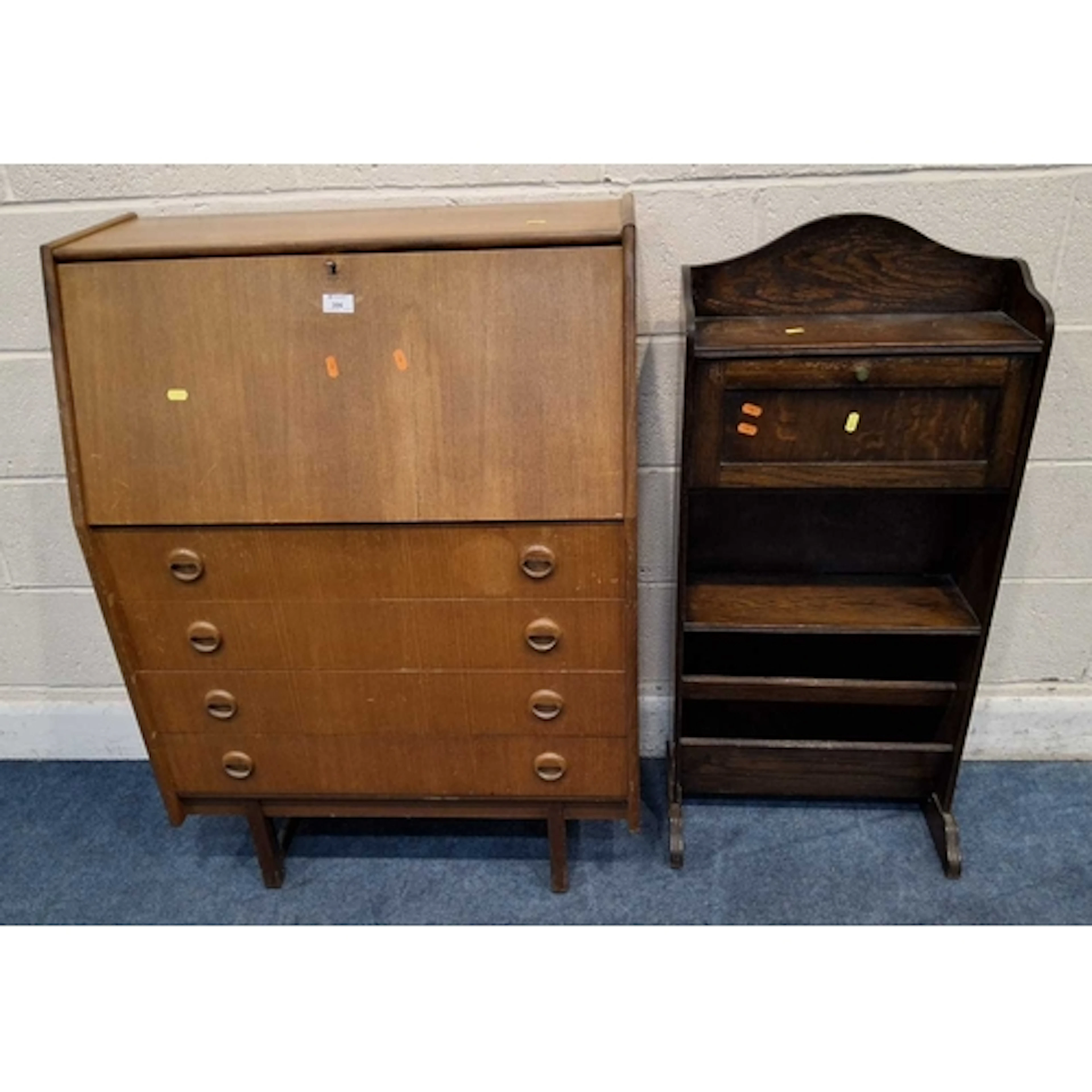 TURNIDGE OF LONDON, A MID-CENTURY TEAK BUREAU, the fall fron...