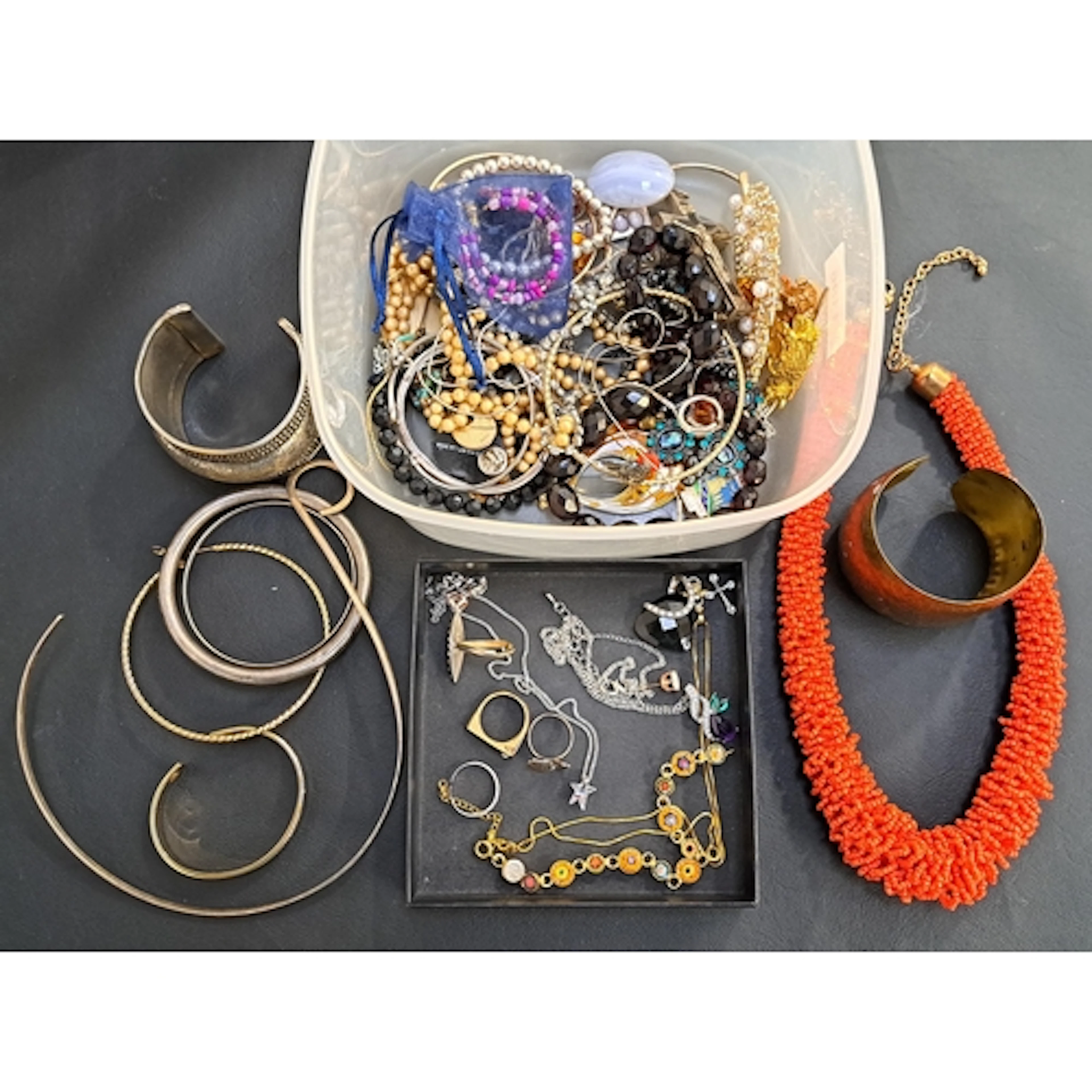 SELECTION OF SILVER AND COSTUME JEWELLERY including Swarovsk...