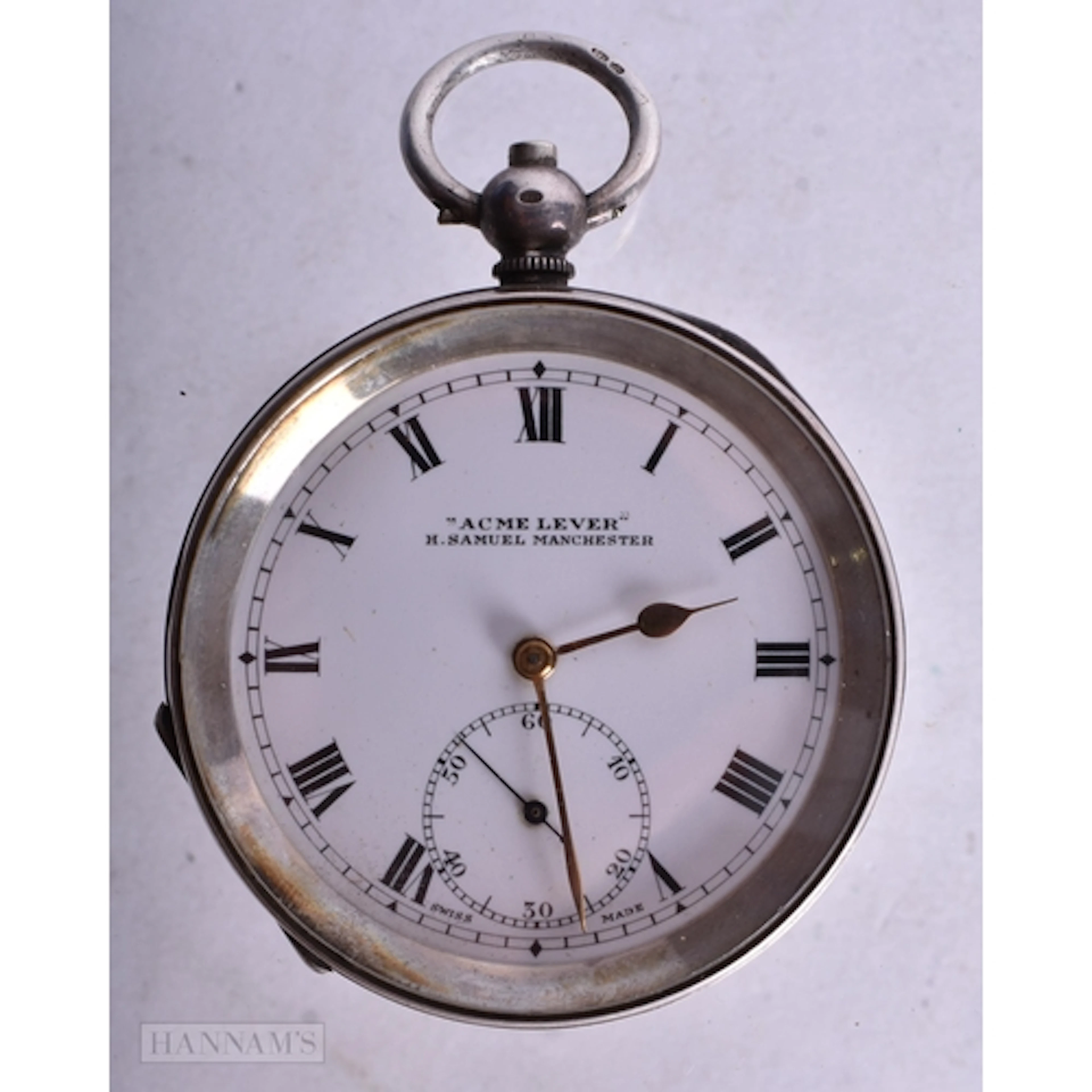 A Silver Cased Open Face Pocket Watch by H Samuel Manchester...