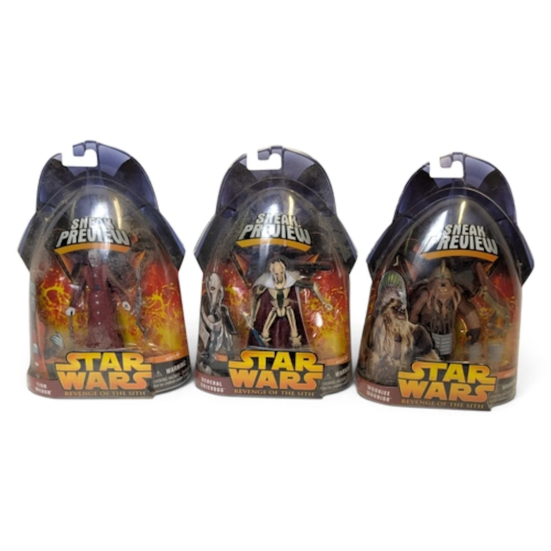 3 x Star Wars Revenge of the Sith Sneak Preview action figur...