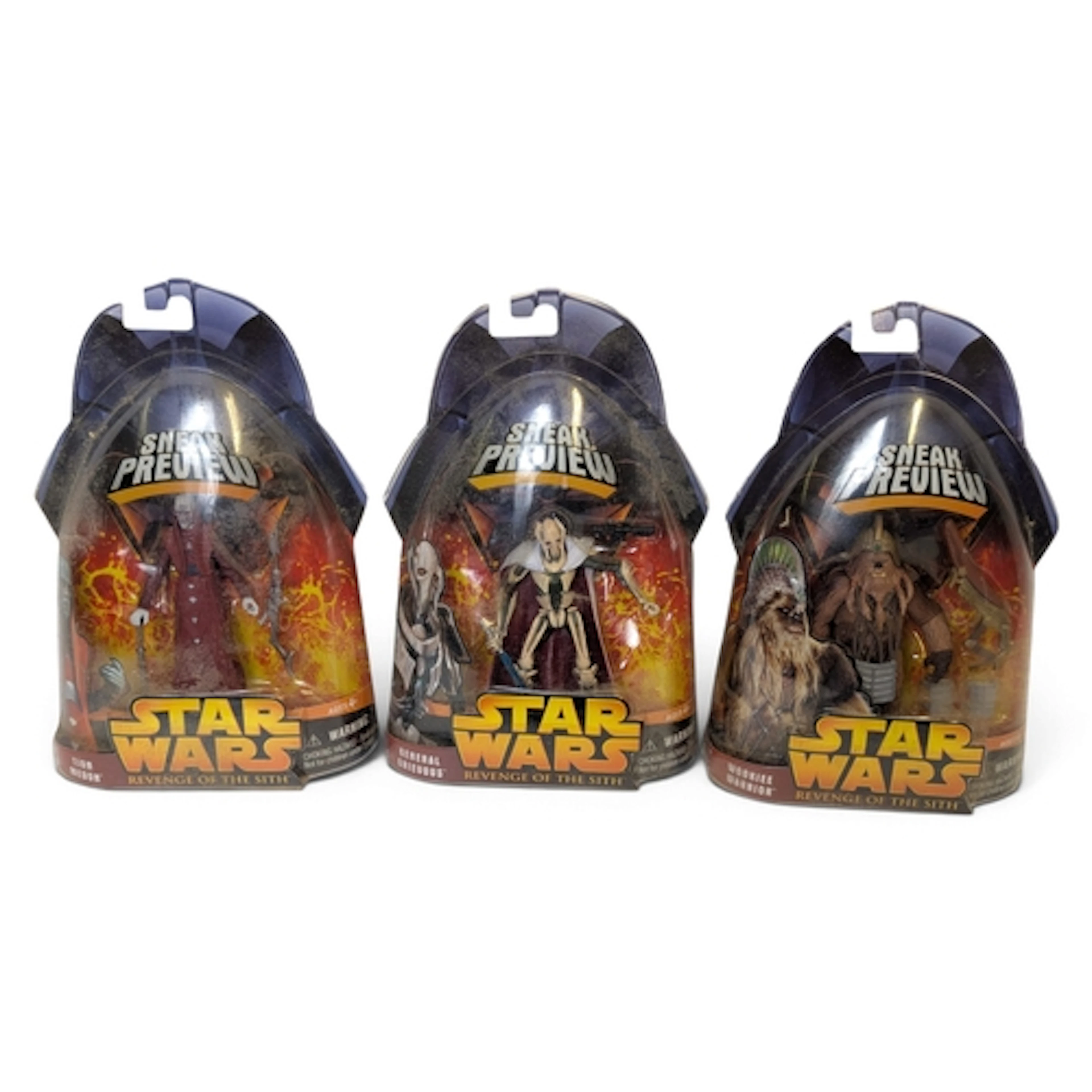 3 x Star Wars Revenge of the Sith Sneak Preview action figur...