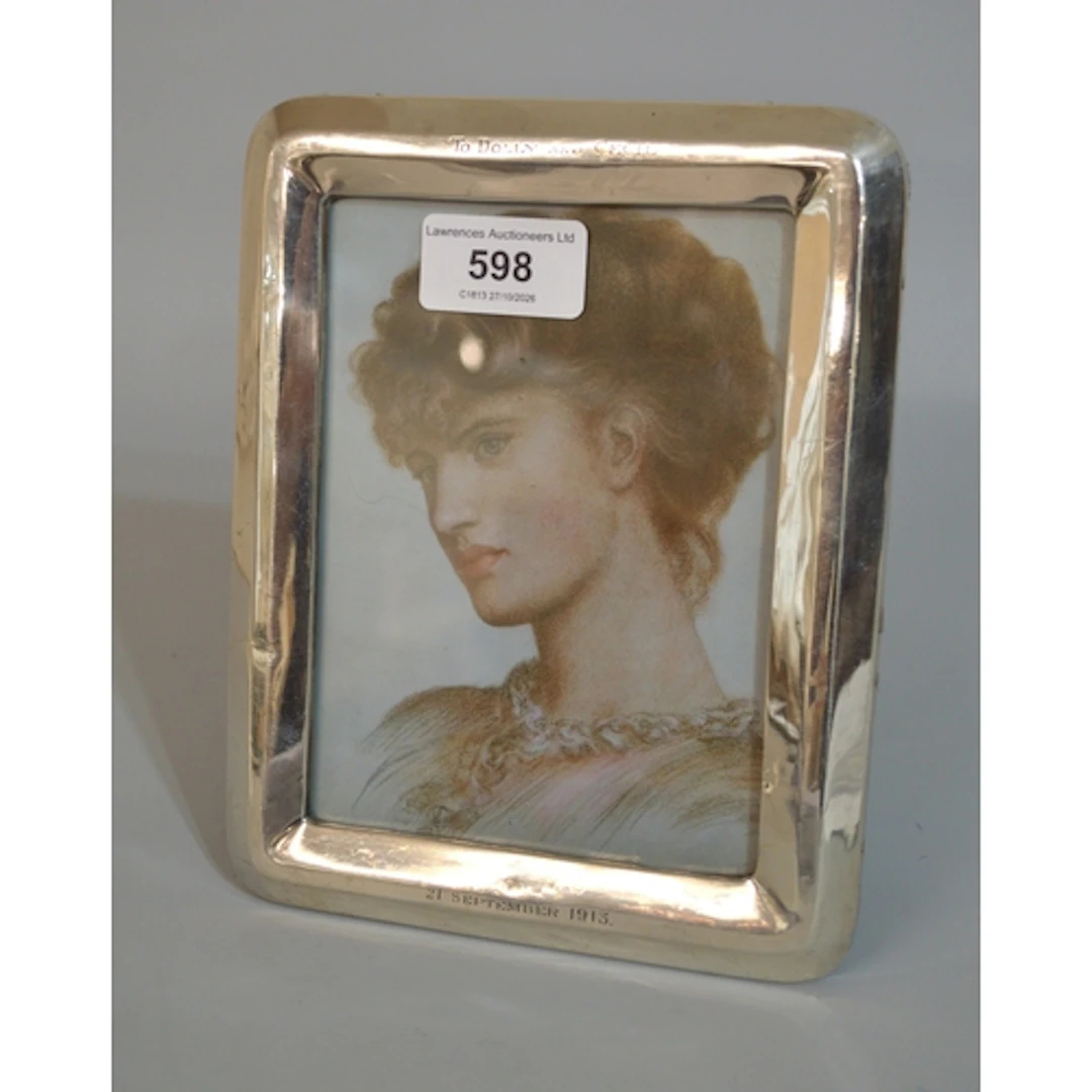 Edwardian rectangular silver photograph frame, engraved 21st...