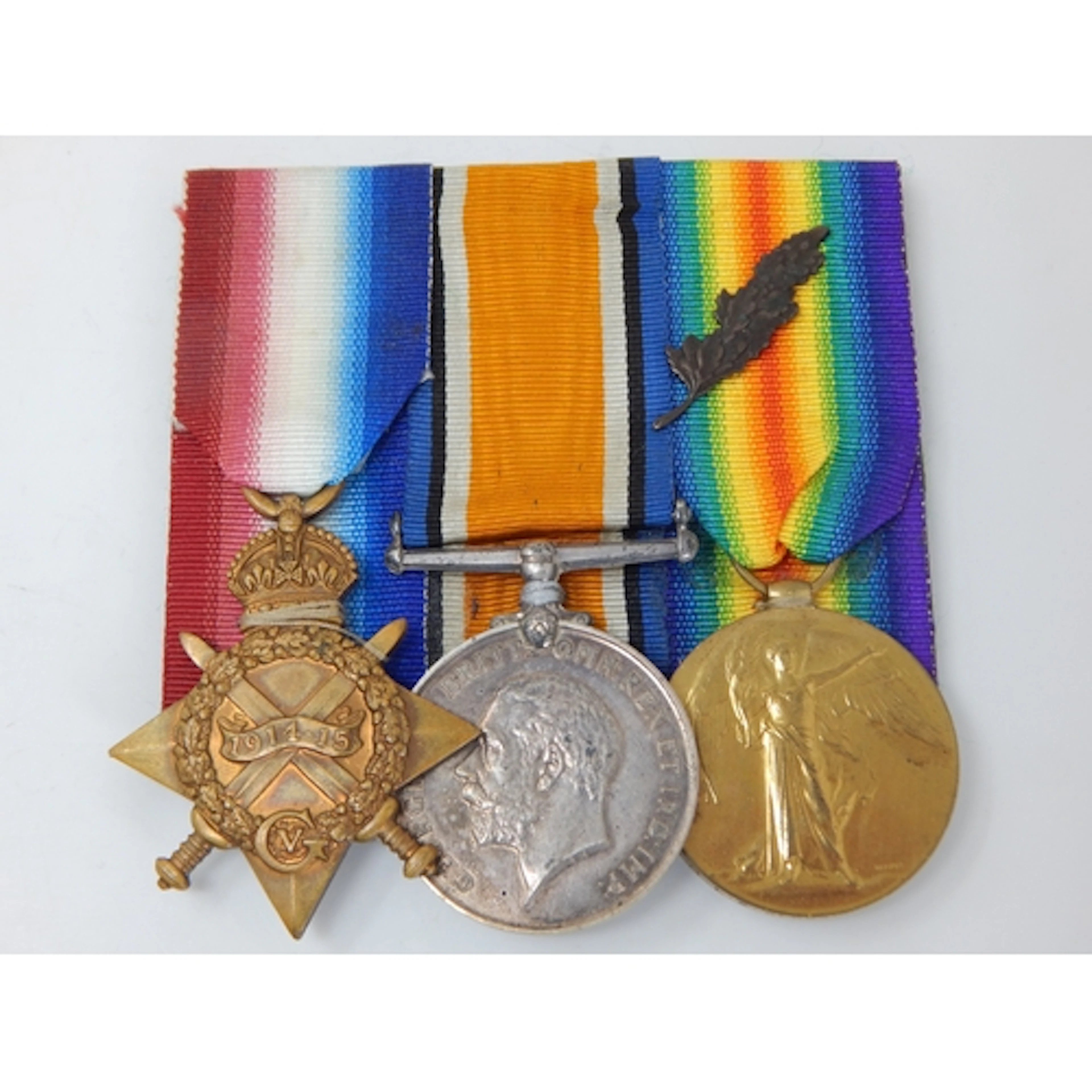 WWI (K.I.A 30/11/1917) 1914-1915 Star Trio + Oak Leaf Awarde...