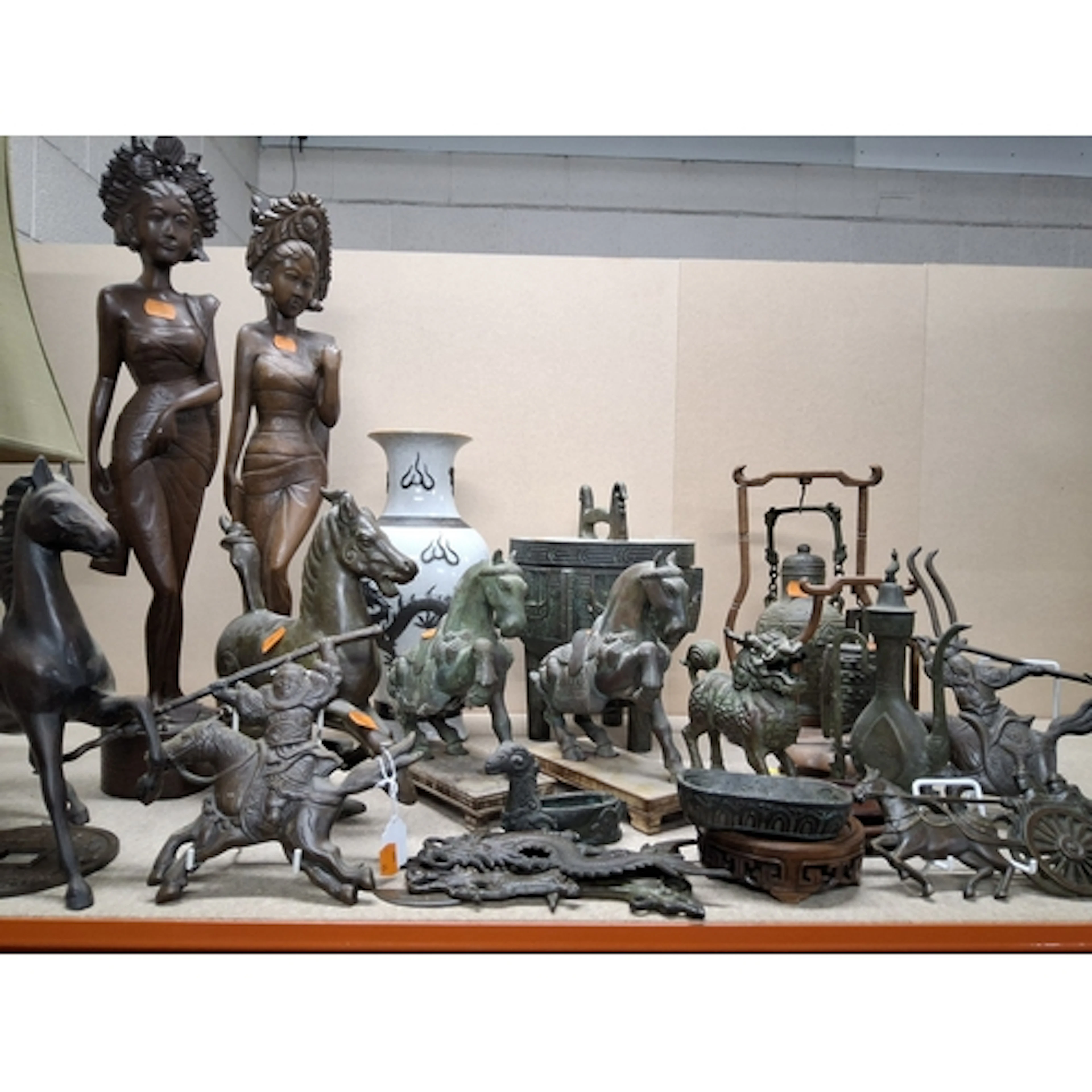 A LARGE COLLECTION OF CHINESE AND ASIAN DECORATIVE METALWARE...