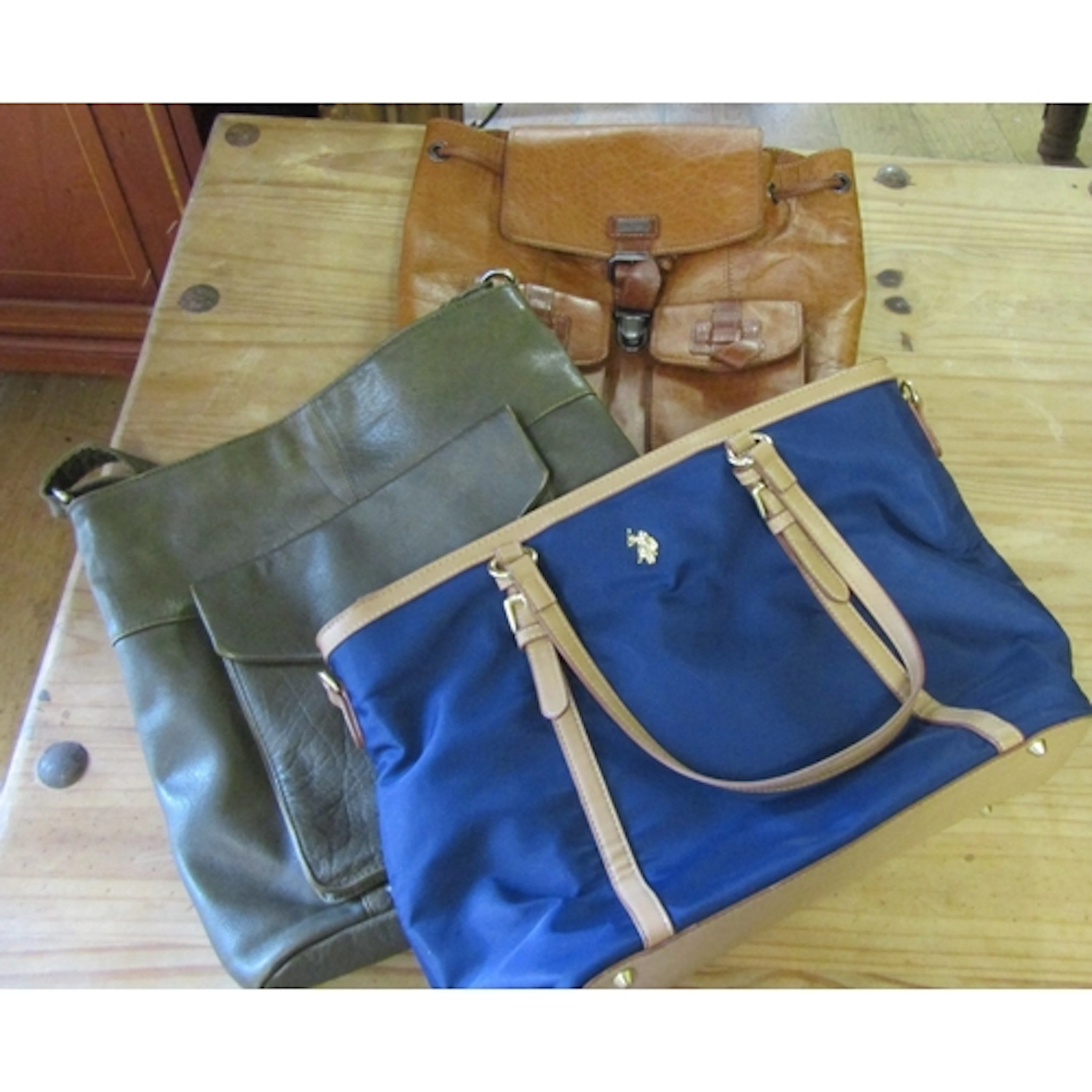 Three Ladies Handbags Including Leather Satchel Form Example
