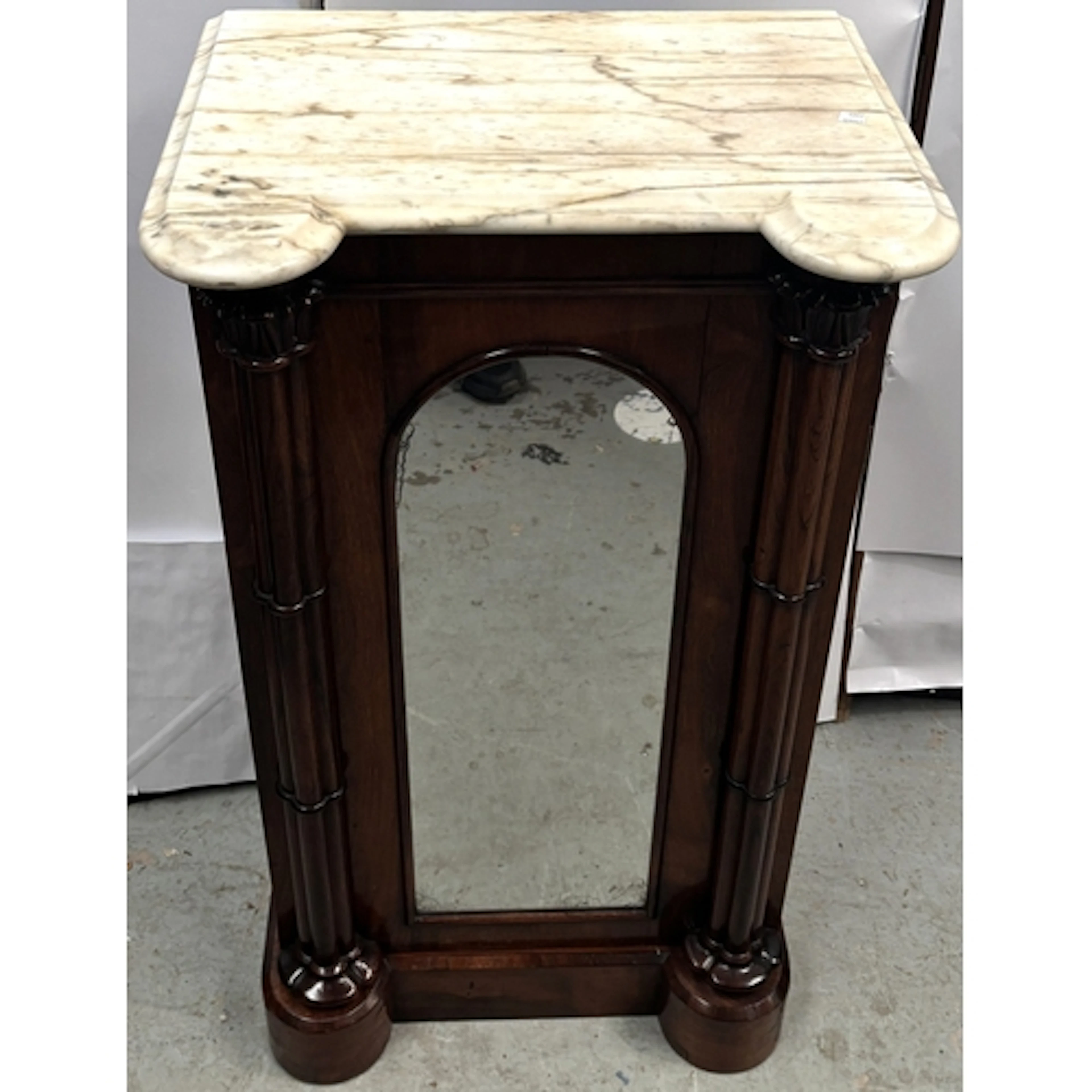 An early Victorian rosewood collectors cabinet with mirrored...