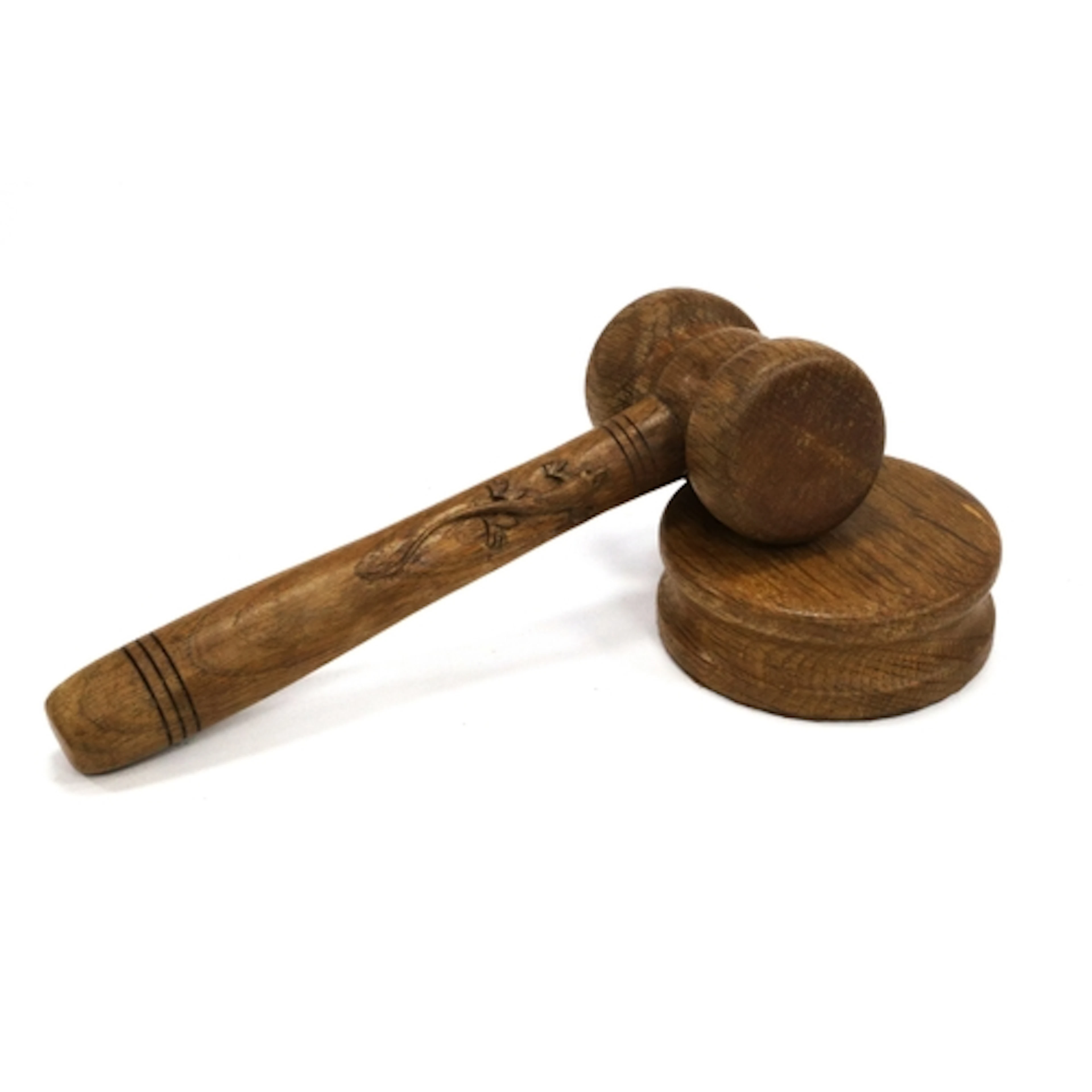 A Martin Dutton 'Lizardman' of Huby, Yorkshire, Oak Gavel an...