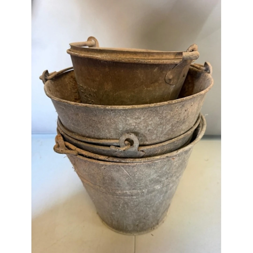 Three Glavanised buckets