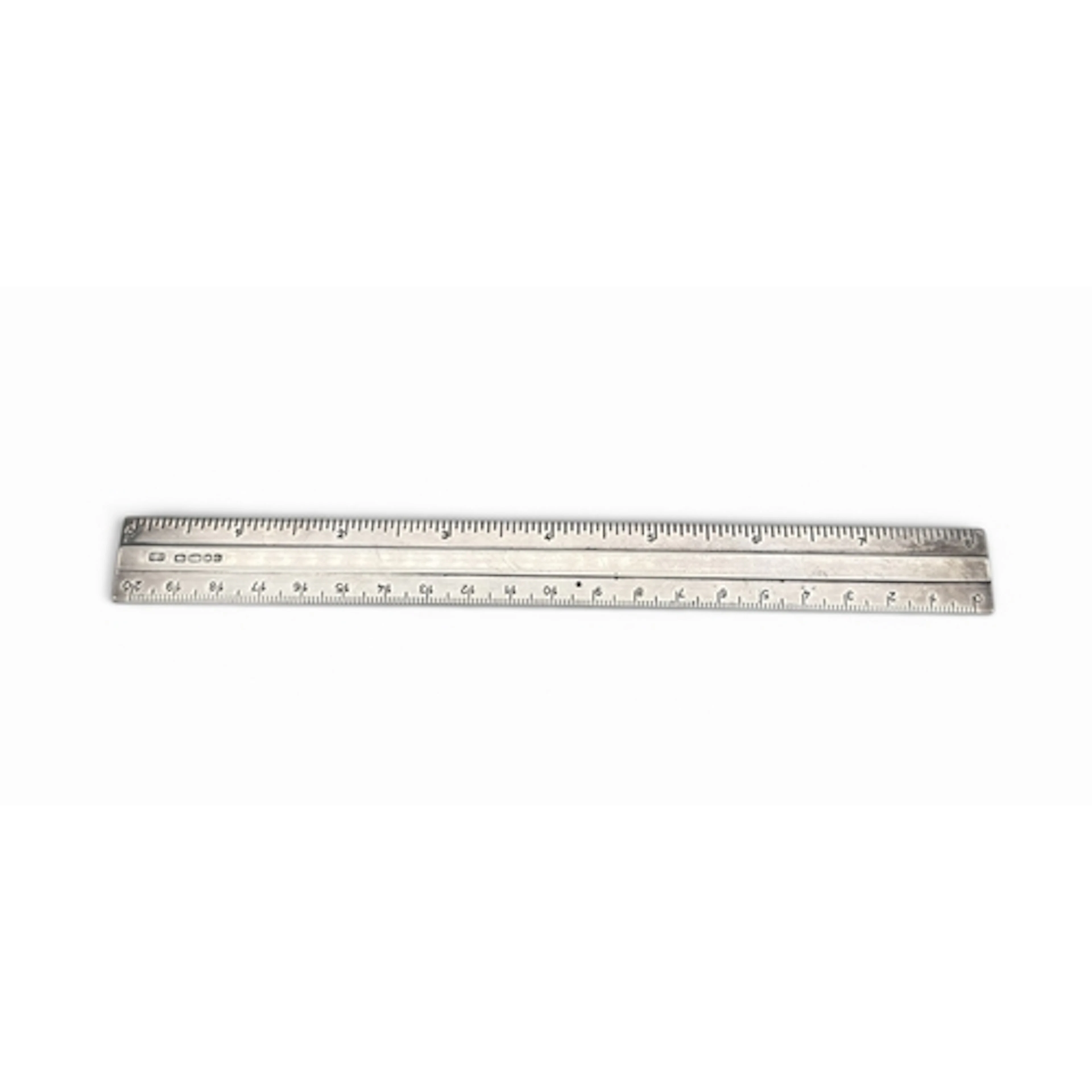 A SILVER 20 CM LENGTH RULER Together with a silver mounted w...
