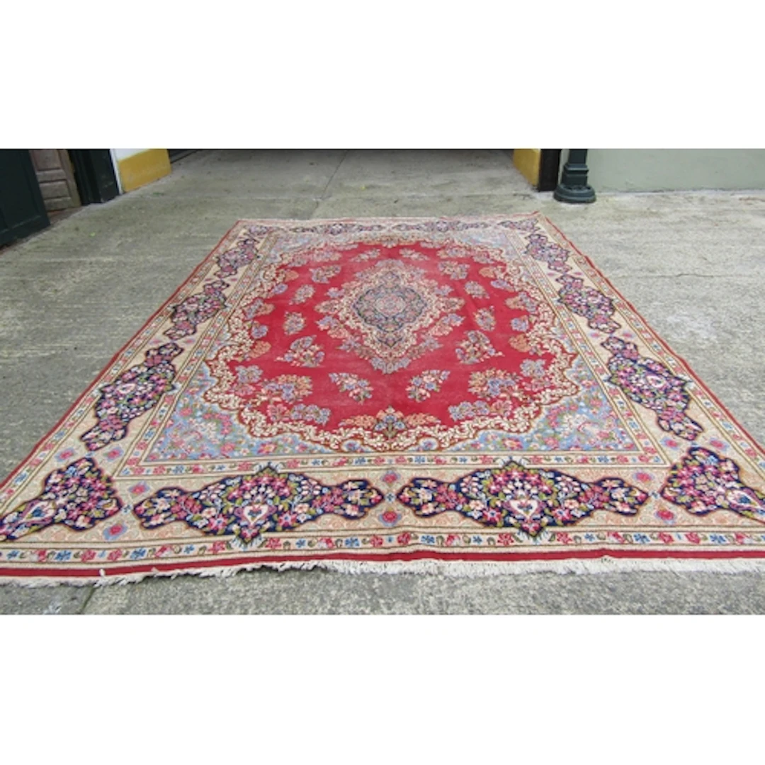 Large Persian Kirman Pure Wool Rug Approximately 9ft Wide x ...