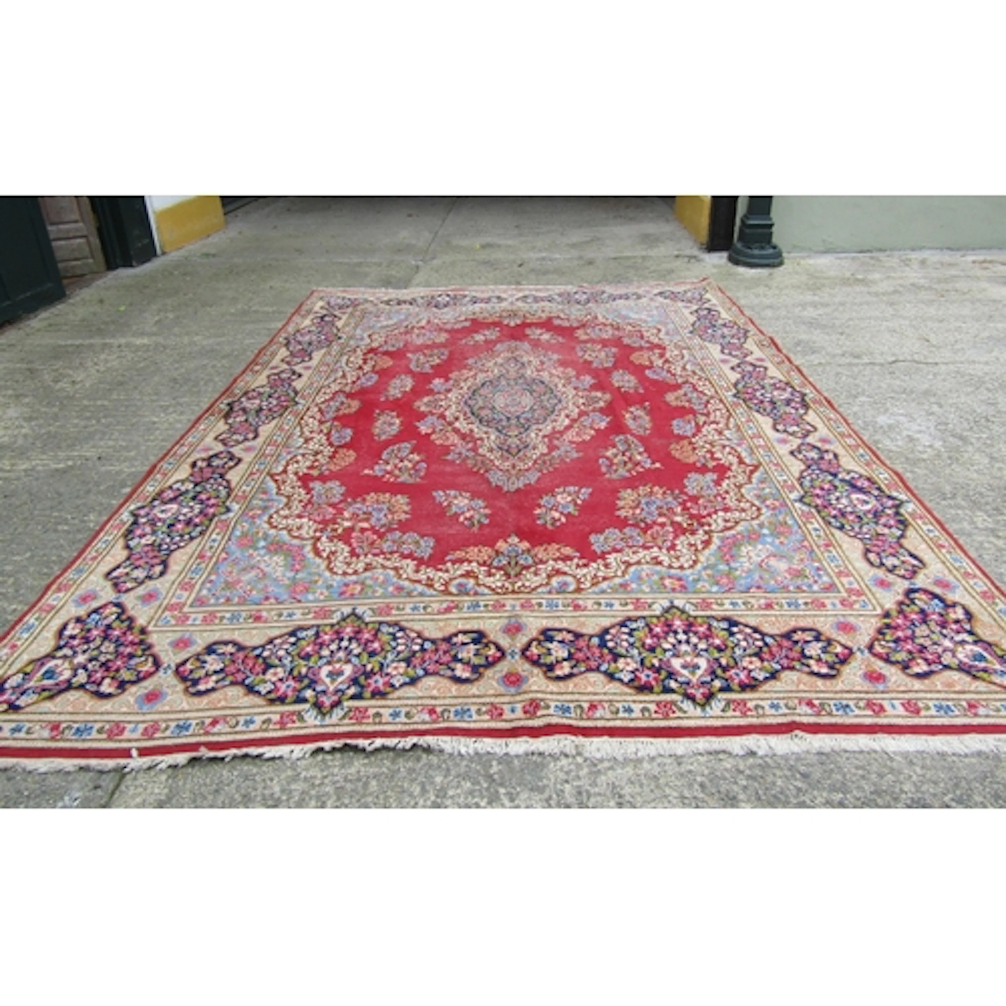 Large Persian Kirman Pure Wool Rug Approximately 9ft Wide x ...