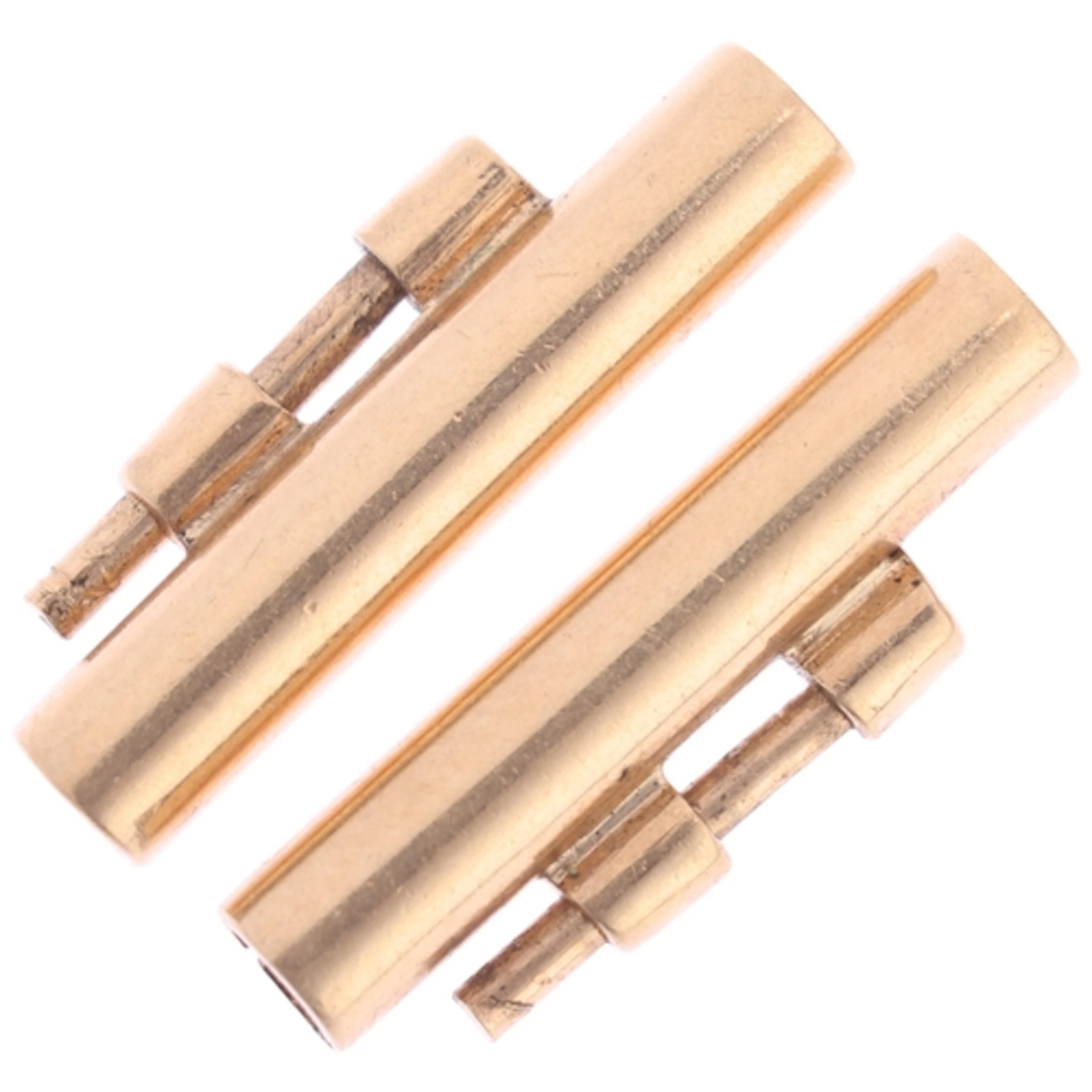 A pair of 9ct gold watch/bracelet end links, plain tubular f...