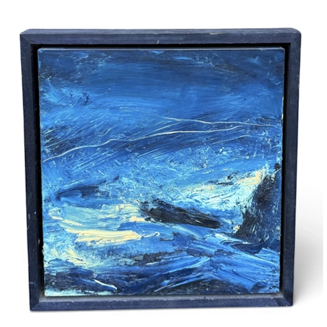 OONA CAMPBELL: SEASCAPE Oil on board. 30cm x 28cm...