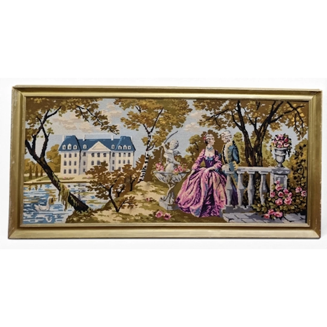 A good framed Tapestry Panel of a loving Couple beside their...